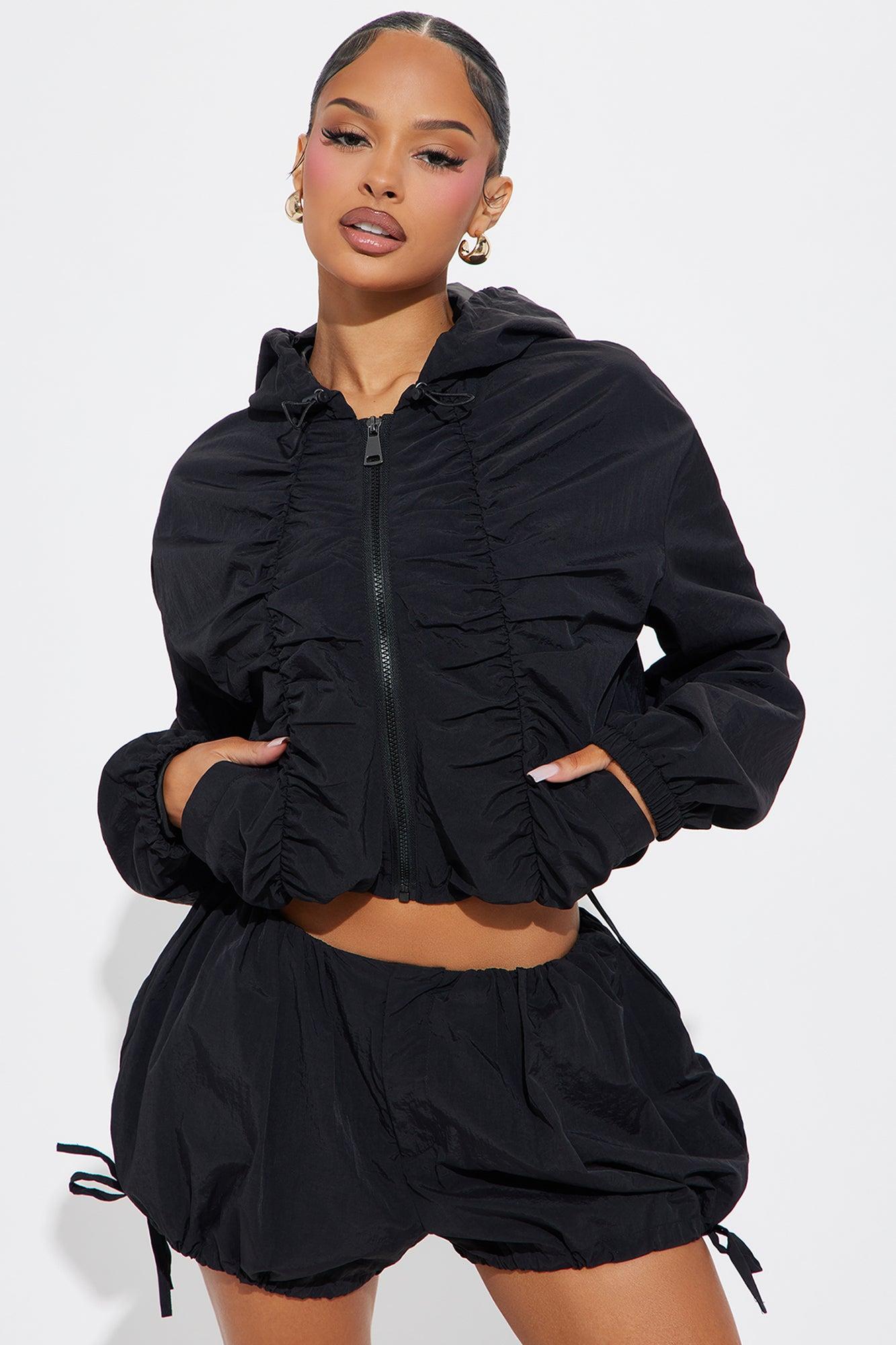 Sweet Like Honey Windbreaker Jacket - Black Product Image
