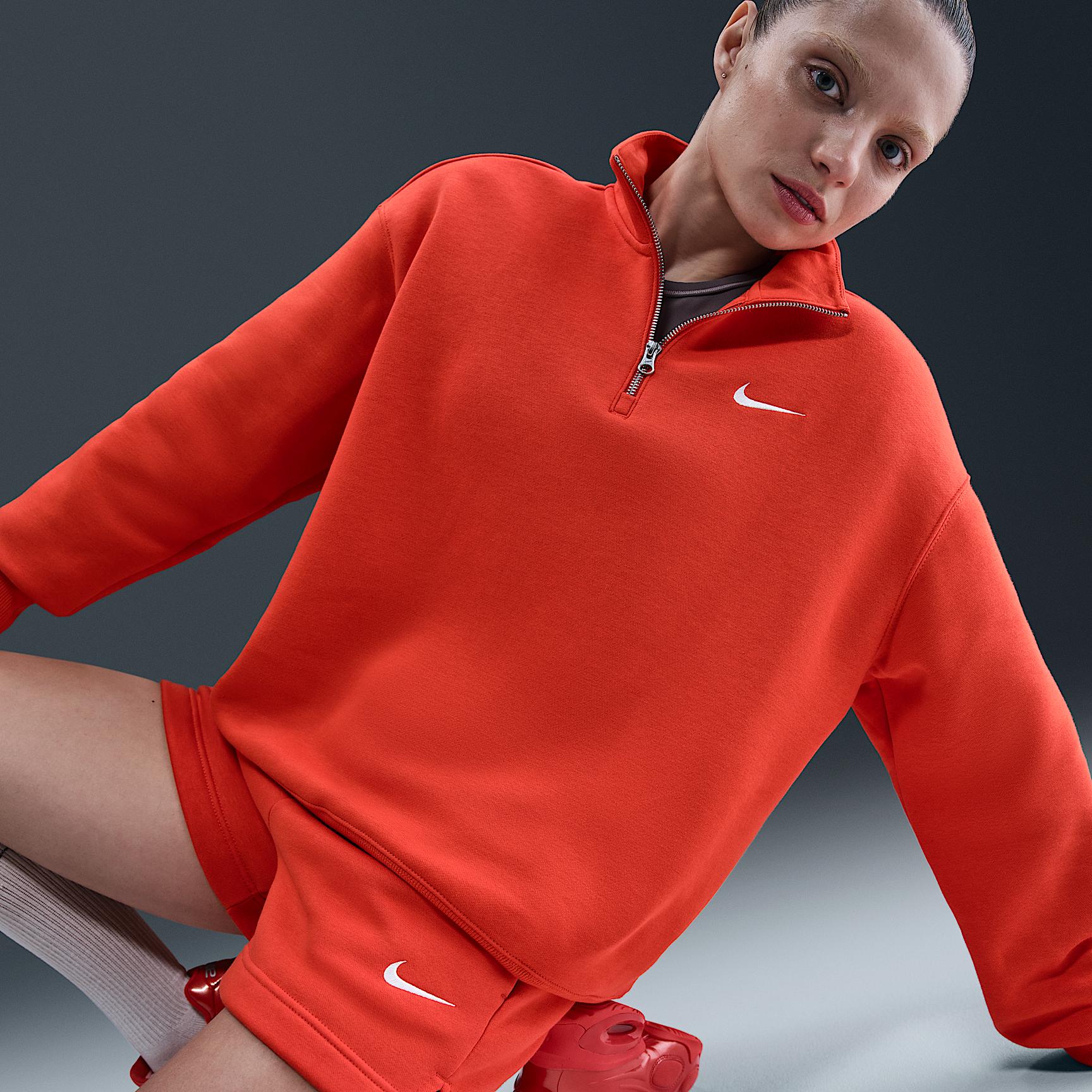 Womens Nike Sportswear Phoenix Fleece Oversized 1/4-Zip Long Sweatshirt | HJ0931-633 Product Image