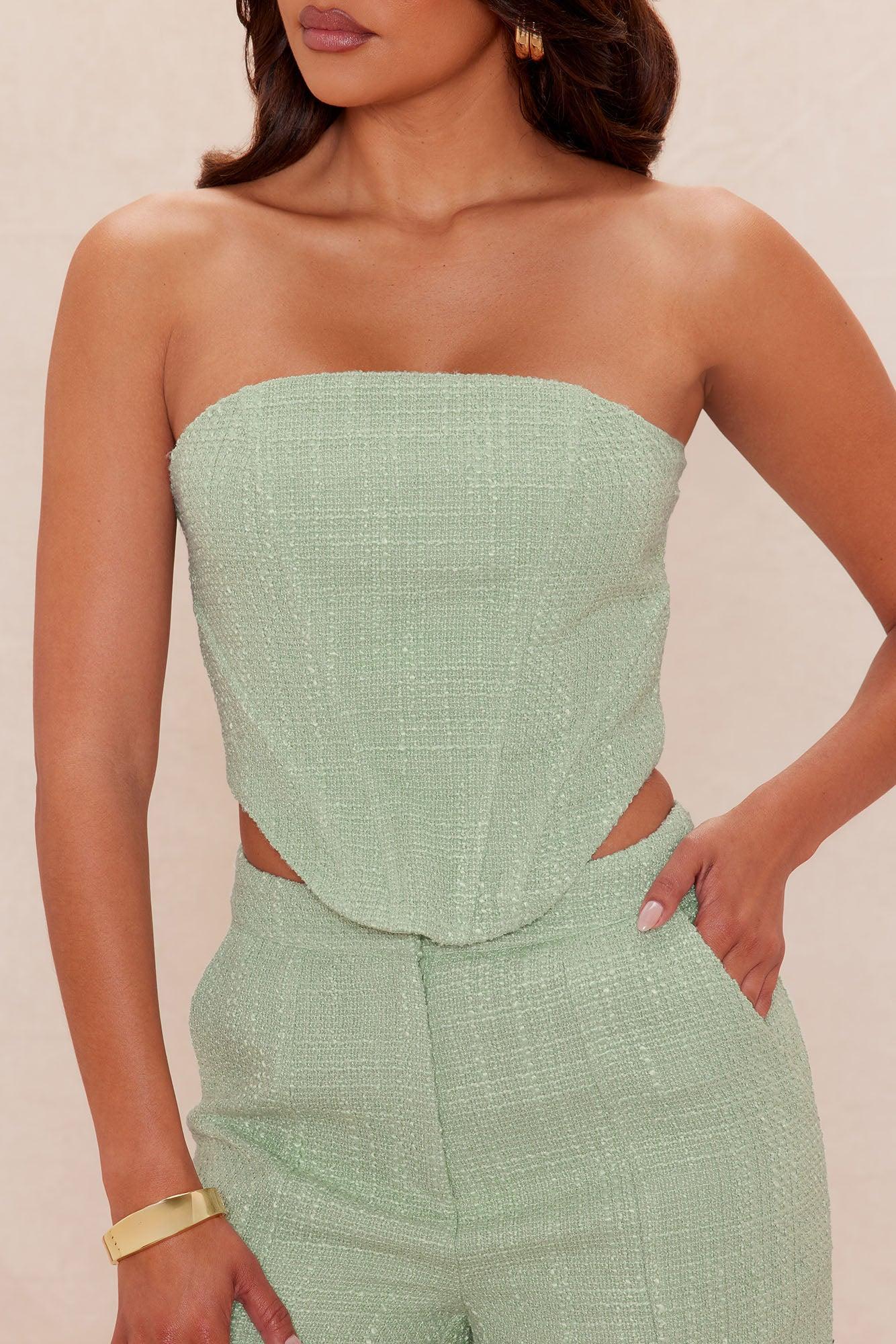 Leah Tweed Wide Leg Pant Set - Sage Female Product Image