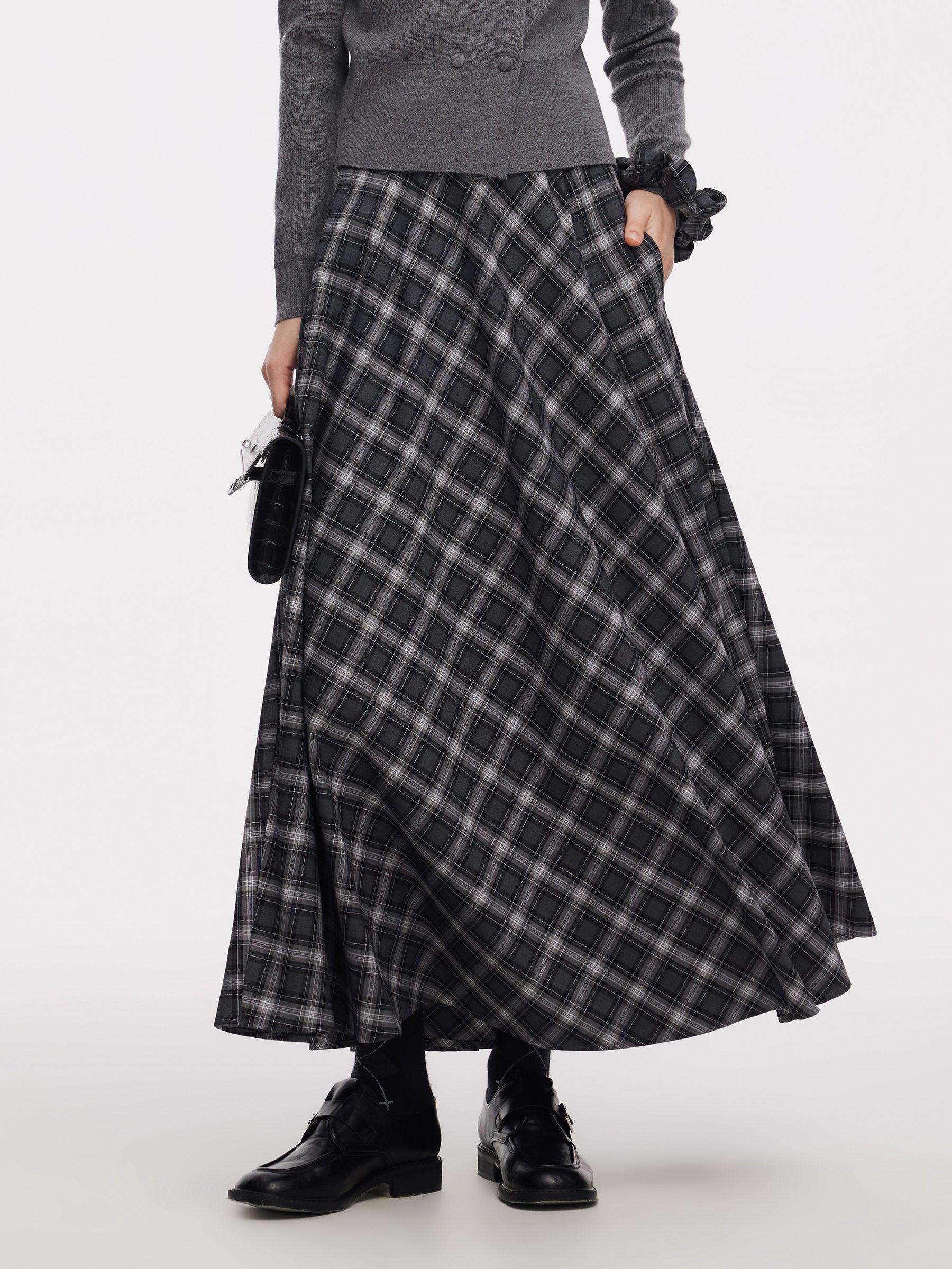 Plaid Women A-Line Skirt With Scrunchie Product Image
