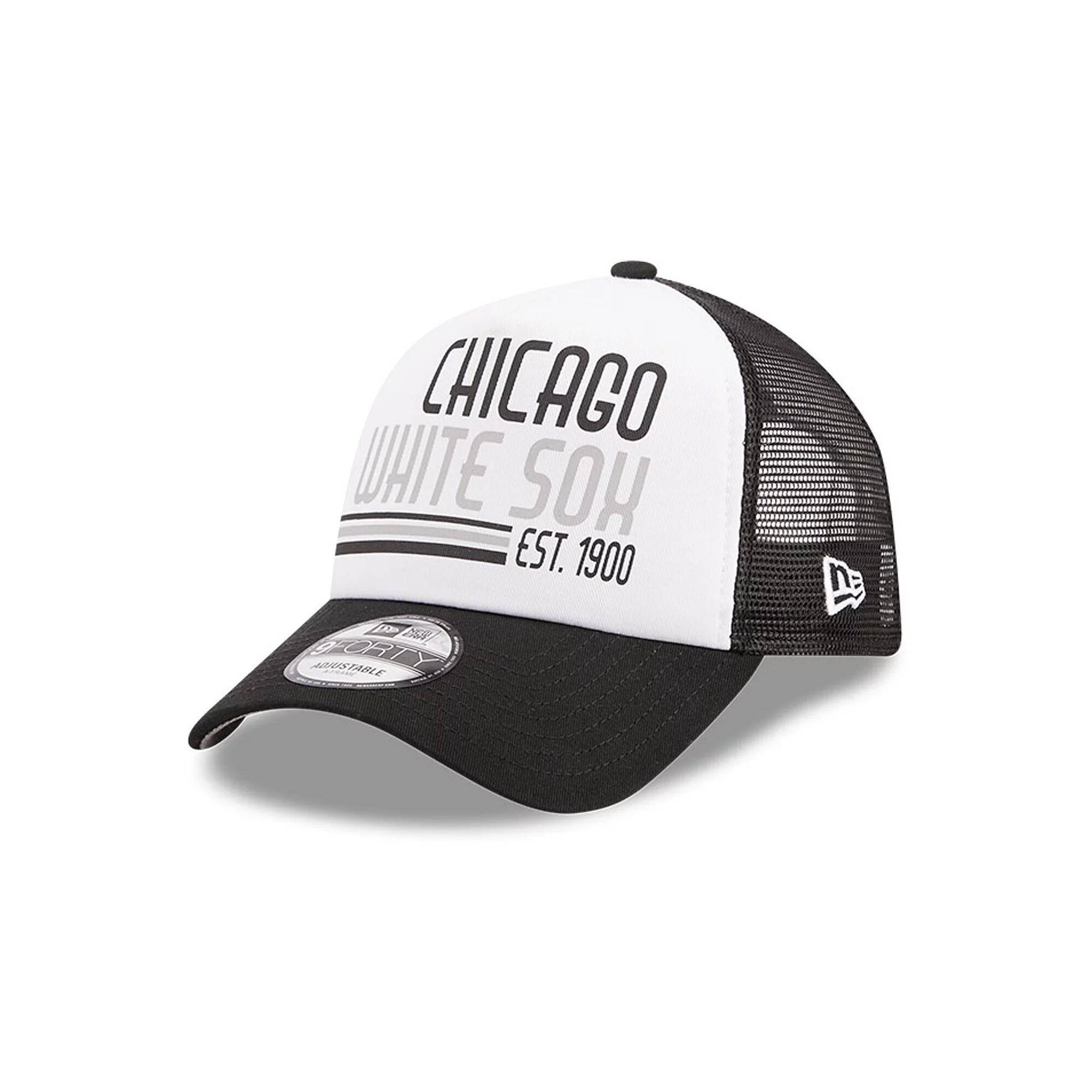 Men's New Era White/Black Chicago White Sox Stacked A-Frame Trucker 9FORTY Adjustable Hat Product Image