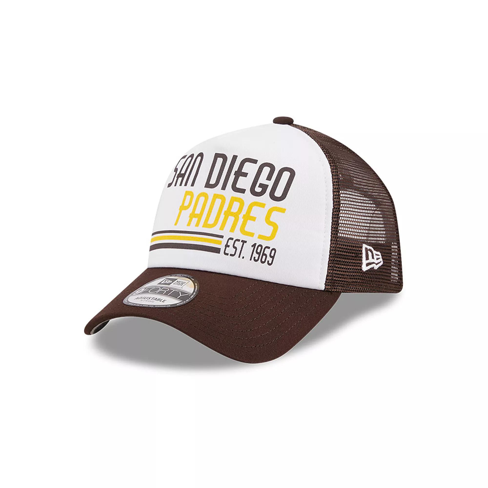 Mens New Era /Brown San Diego Padres Stacked A-Frame Trucker 9FORTY Adjustable Hat Product Image