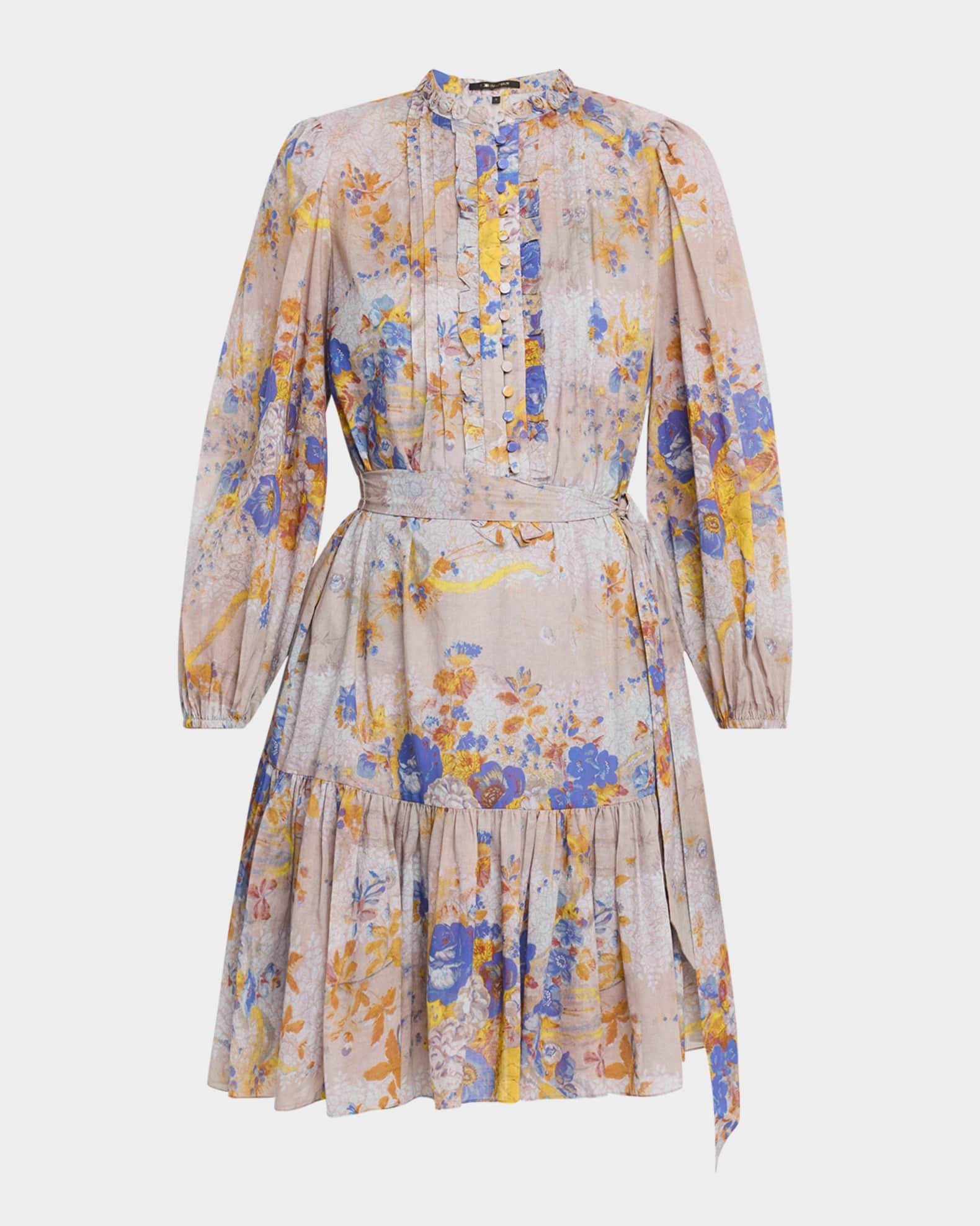 Hilary Floral-Print Pintuck Flounce Mini Dress Product Image