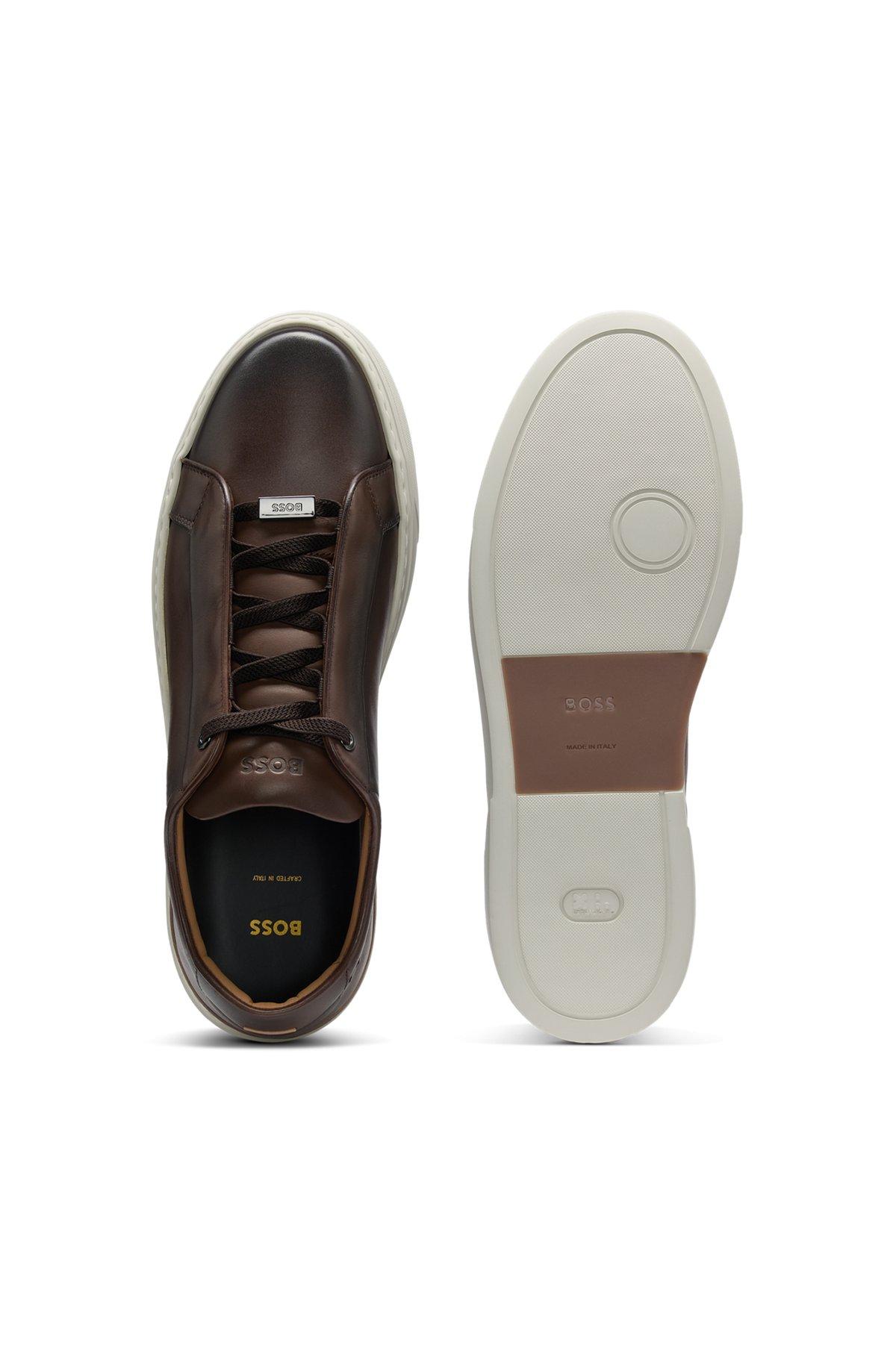 BOSS - Gary leather trainers with hidden laces - Dark Brown Product Image