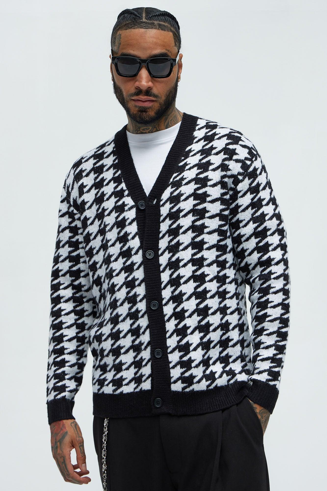All Around Hound Cozy Cardigan - Black/White Product Image