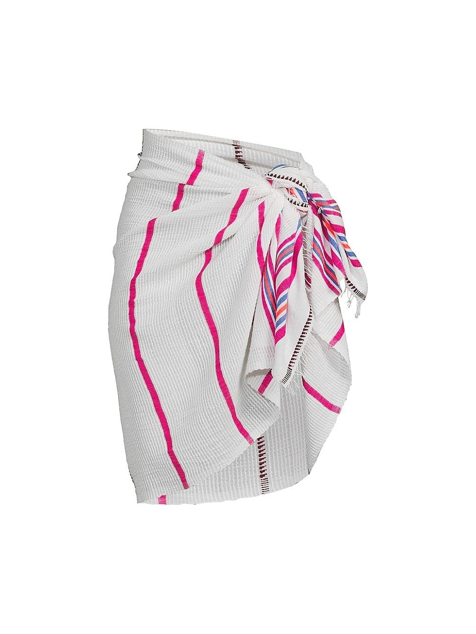 Womens Lema Striped Fringed Cotton-Blend Sarong Product Image