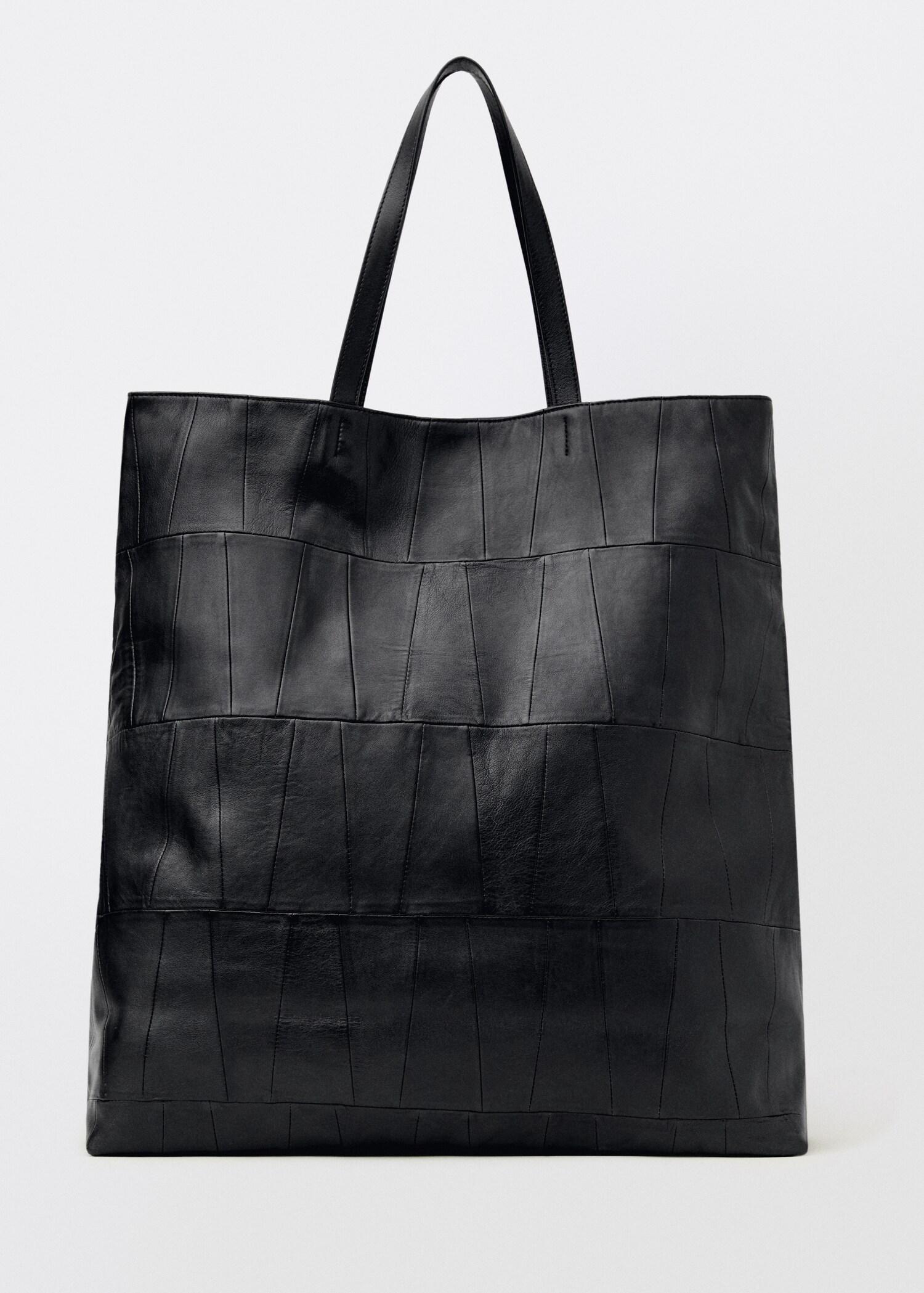Patchwork leather shopper bag - Women | MANGO USA Product Image