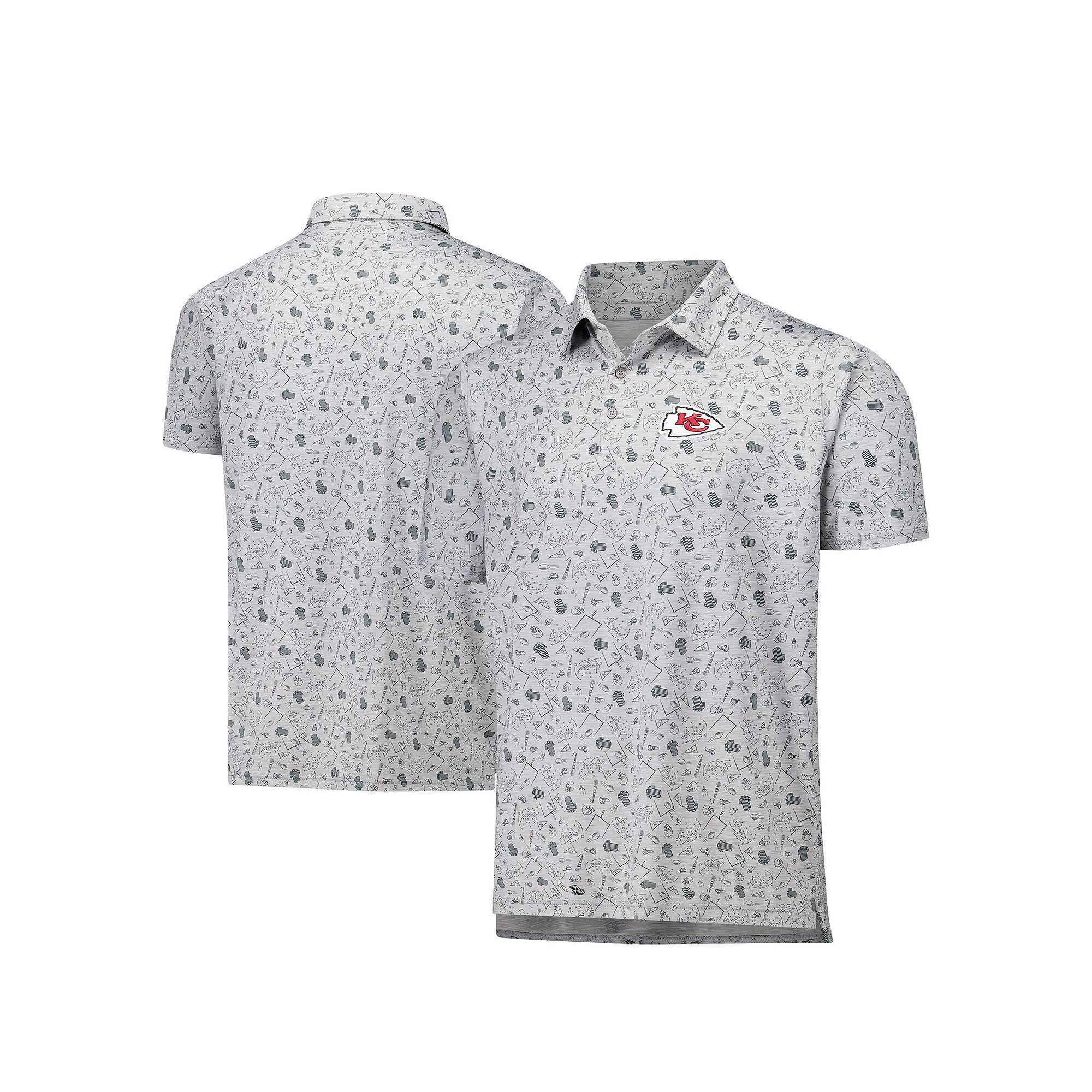Men's Antigua Heather Gray Kansas City Chiefs Relentless Polo,  Product Image