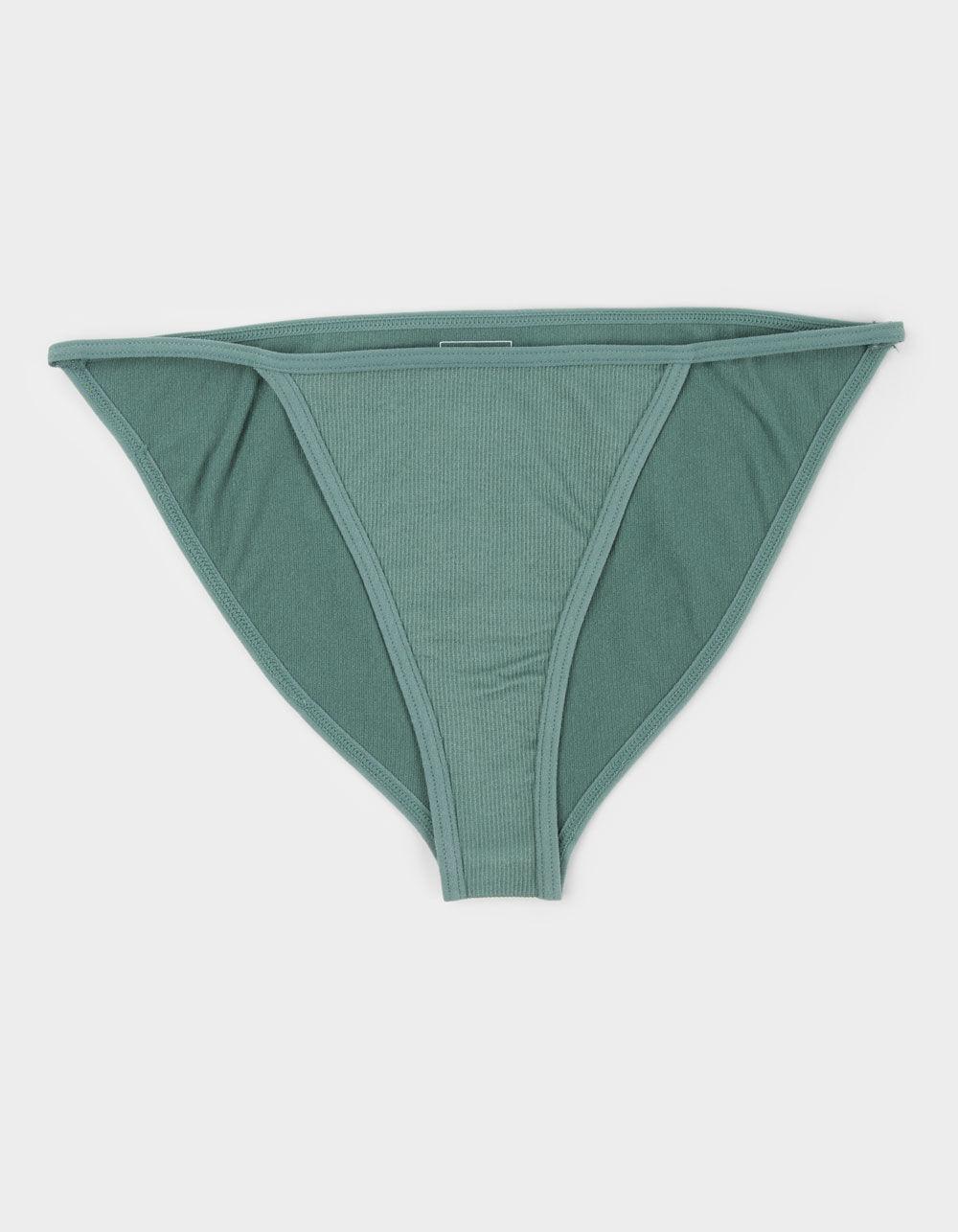 FULL TILT Seamless Rib Cheeky Panties - DK GREEN Product Image