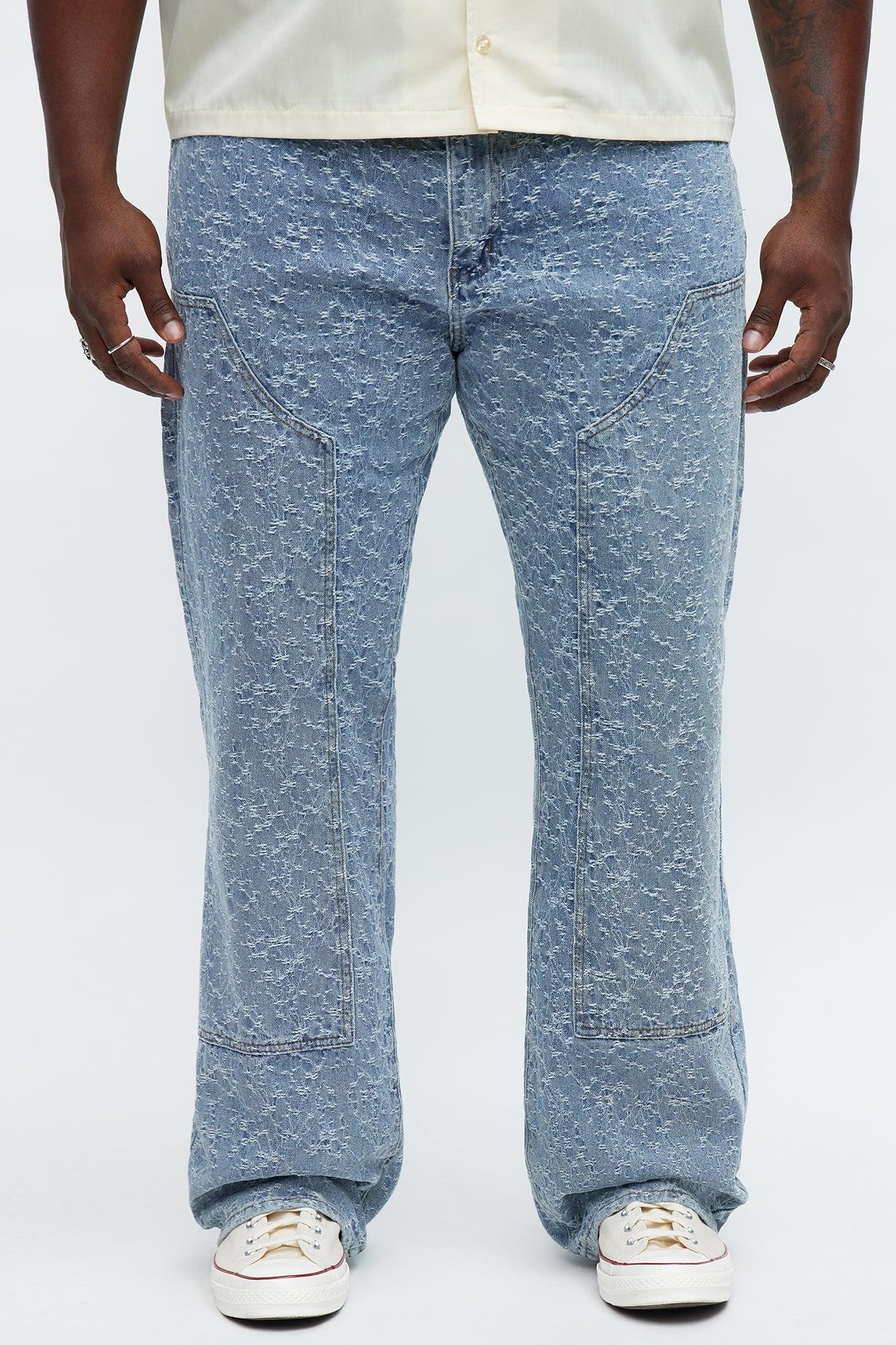 Stacked Slim Flare Frosty Jacquard Carpenter Jeans - Light Blue Wash Product Image