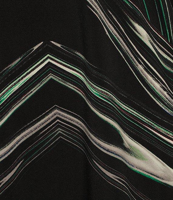 Eva Varro Knit Abstract Swirl V-Neck Elbow Kimono Sleeve Caftan Top Product Image