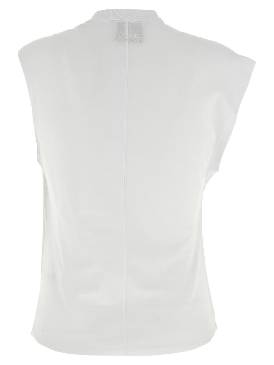 ISABEL MARANT Cap Sleeves Knot-detail Cotton Top In White Product Image