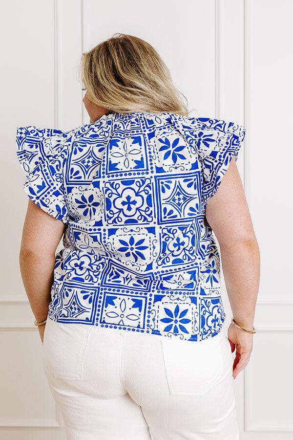 Inspiring Sights Floral Top in Royal Blue Curves Product Image