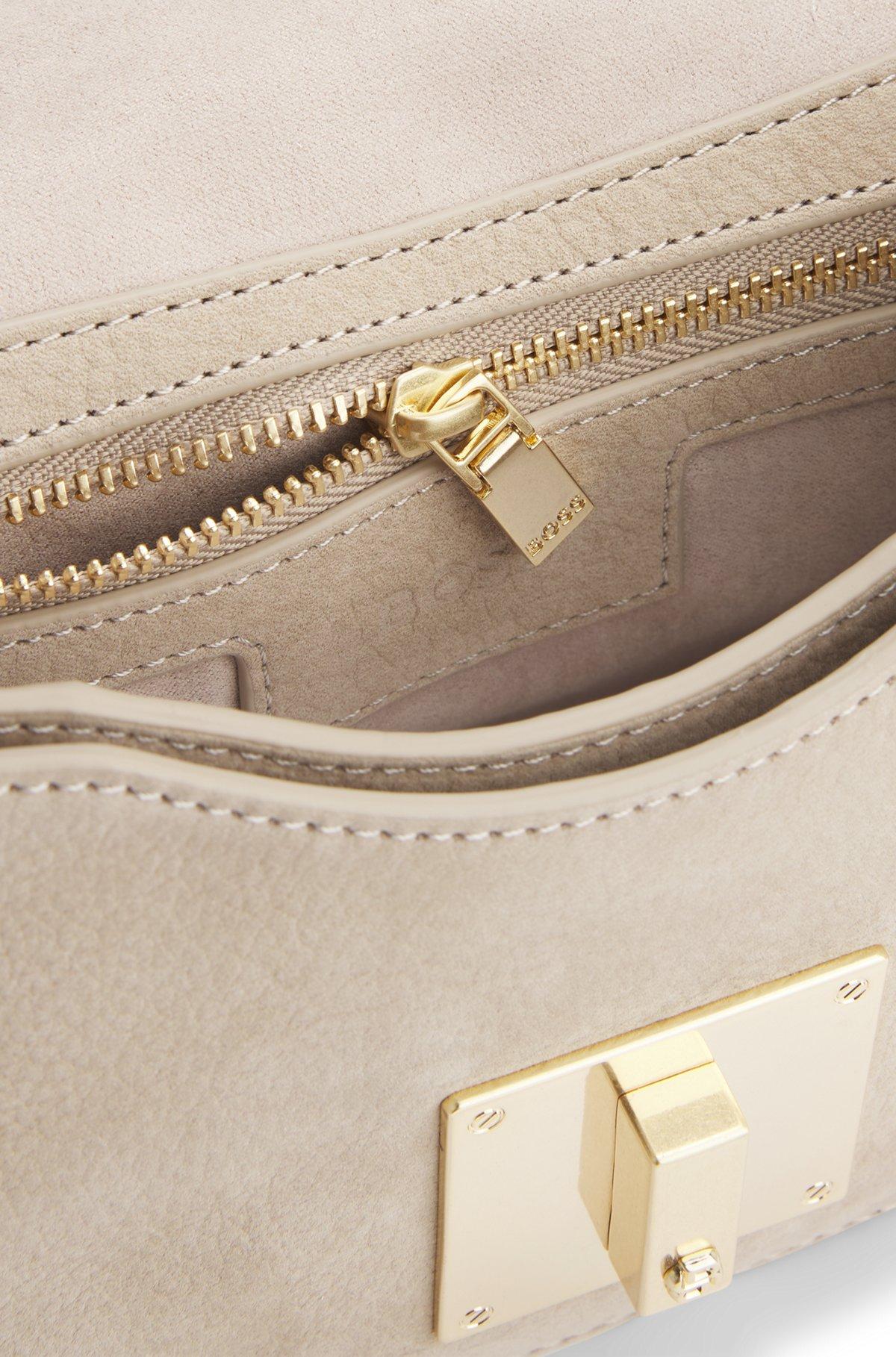 BOSS - Ariell shoulder bag in nubuck leather - Light Beige Product Image