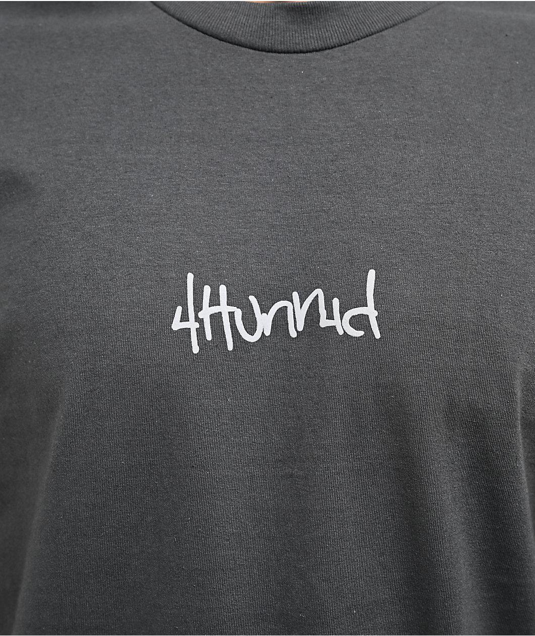 4Hunnid Logo Charcoal T-Shirt Product Image