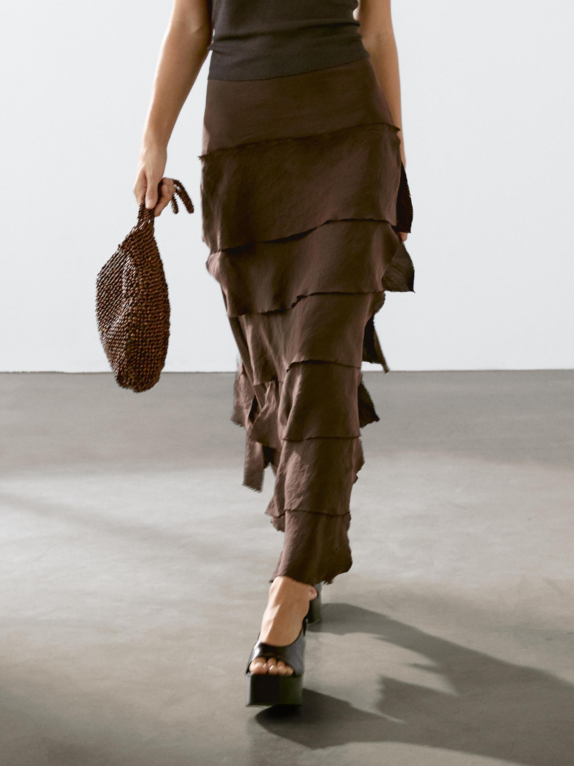 Midi skirt with ruffle detail Product Image