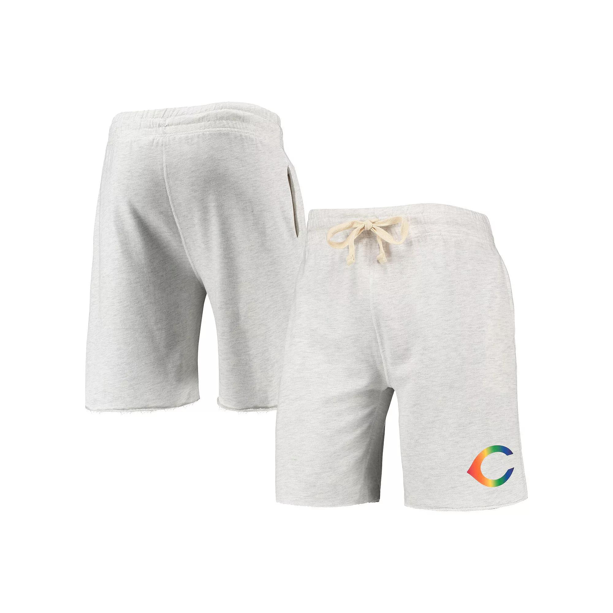 Men's Concepts Sport Oatmeal Cincinnati Reds Mainstream Logo Terry Tri-Blend Shorts,  Product Image