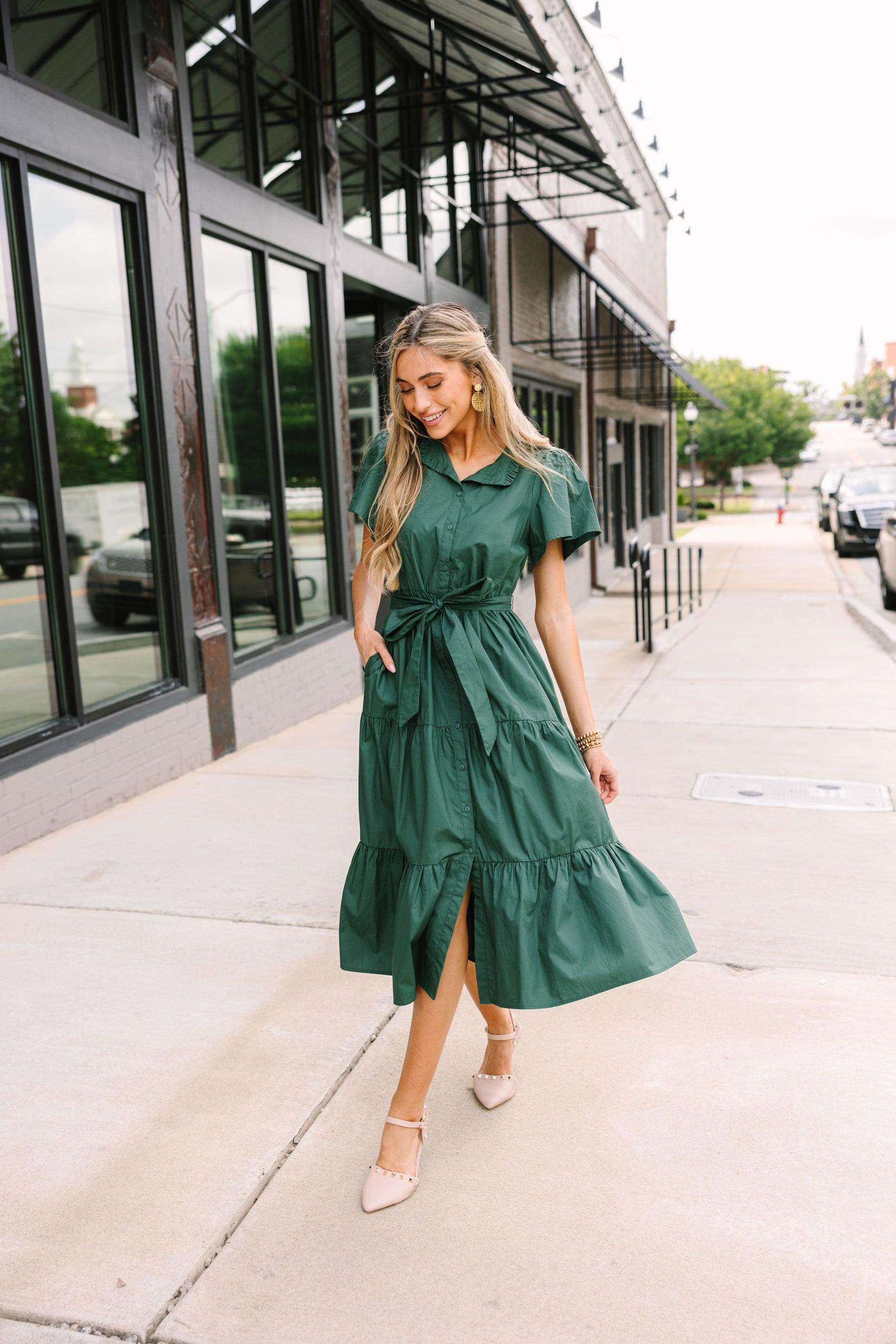 Sugarlips: Get What You Need Emerald Green Tiered Midi Dress Female Product Image