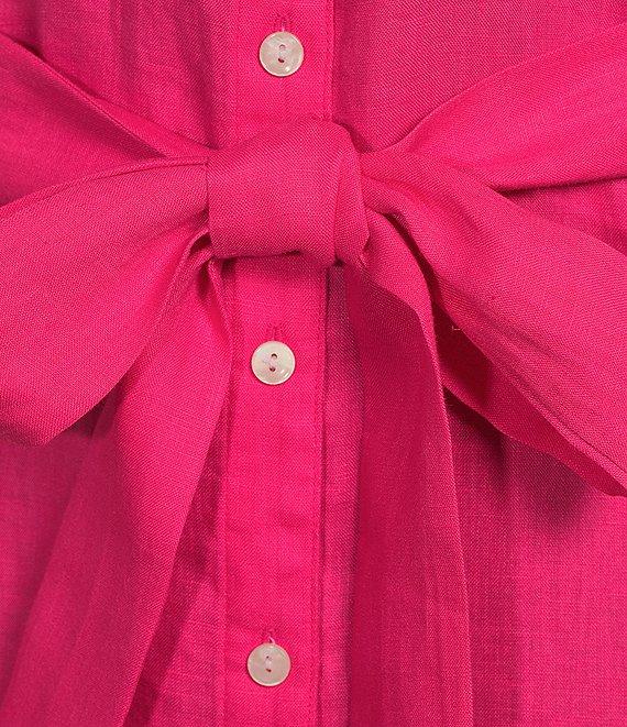 Tommy Bahama Coastalina Point Collar Short Sleeve Linen Midi A-Line Shirt Dress Product Image