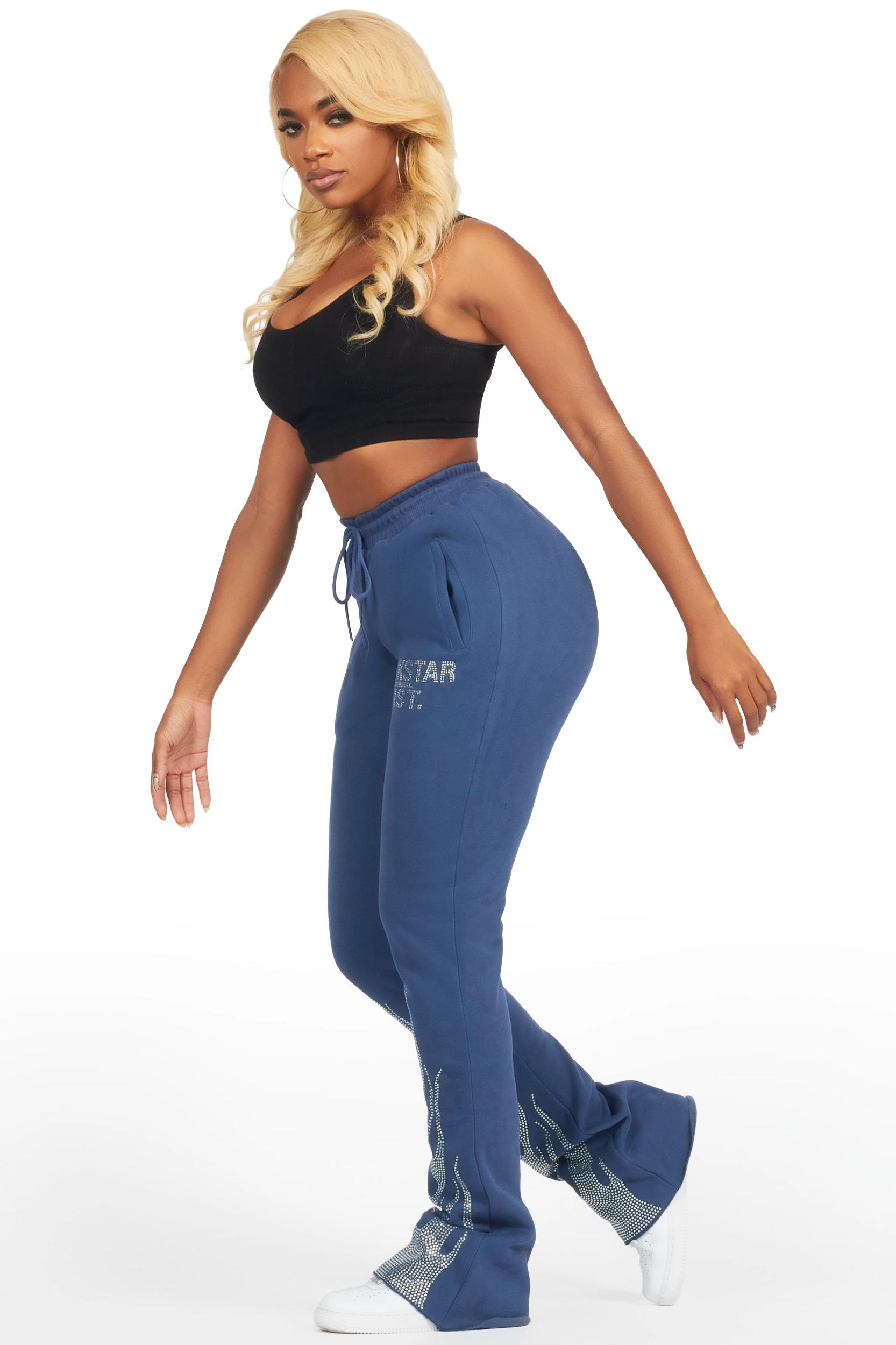 Anastesia Navy Stacked Track Pant Female Product Image