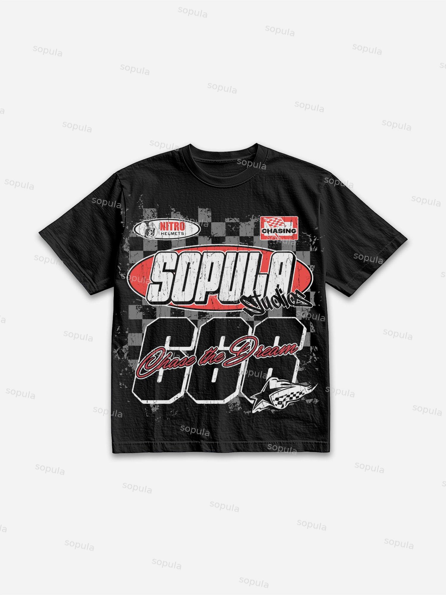 Vintage Racing Text Banner Graphic Cotton T-shirt Product Image