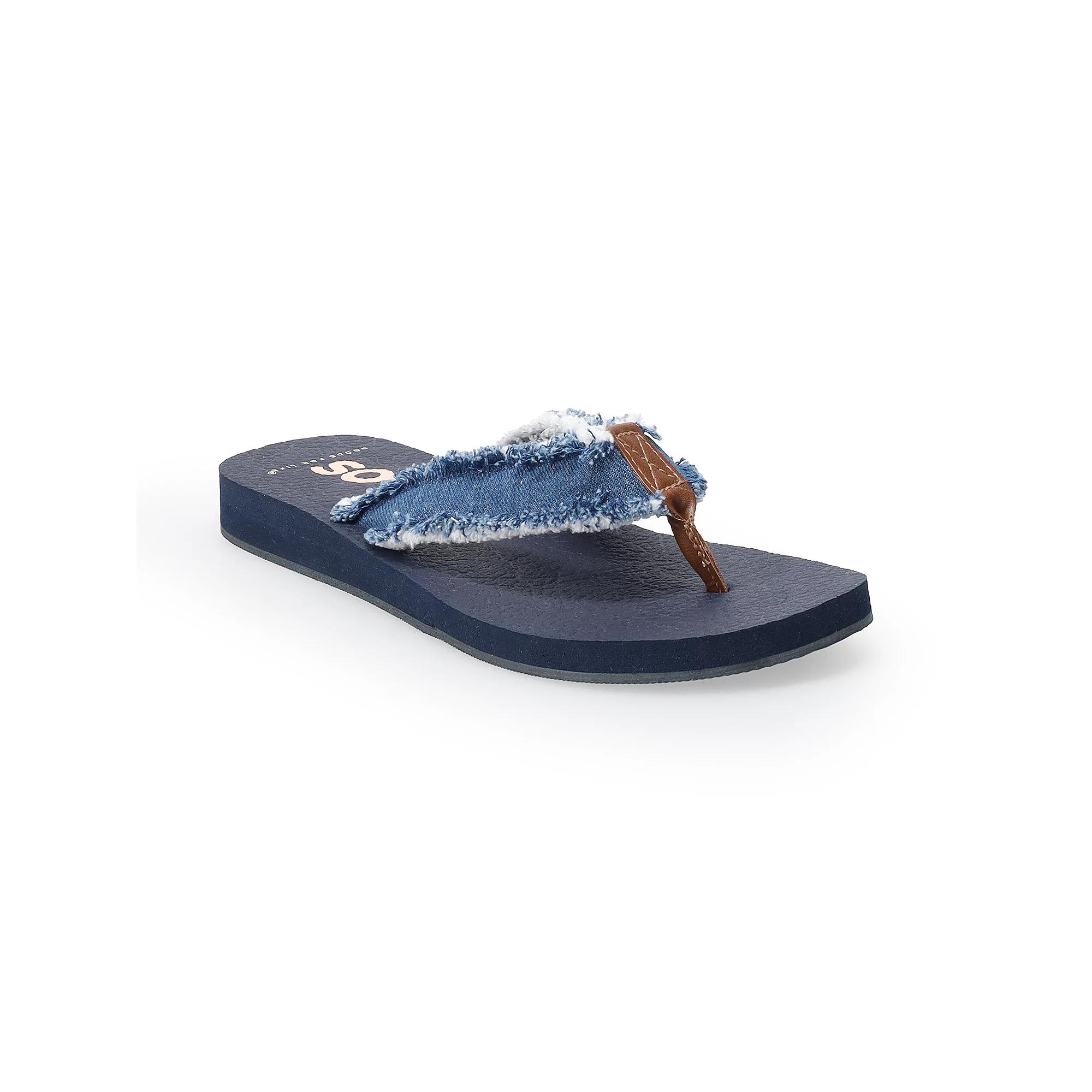 SO® Bloomfield Women's Thong Sandals, Size: 10, Jean Product Image
