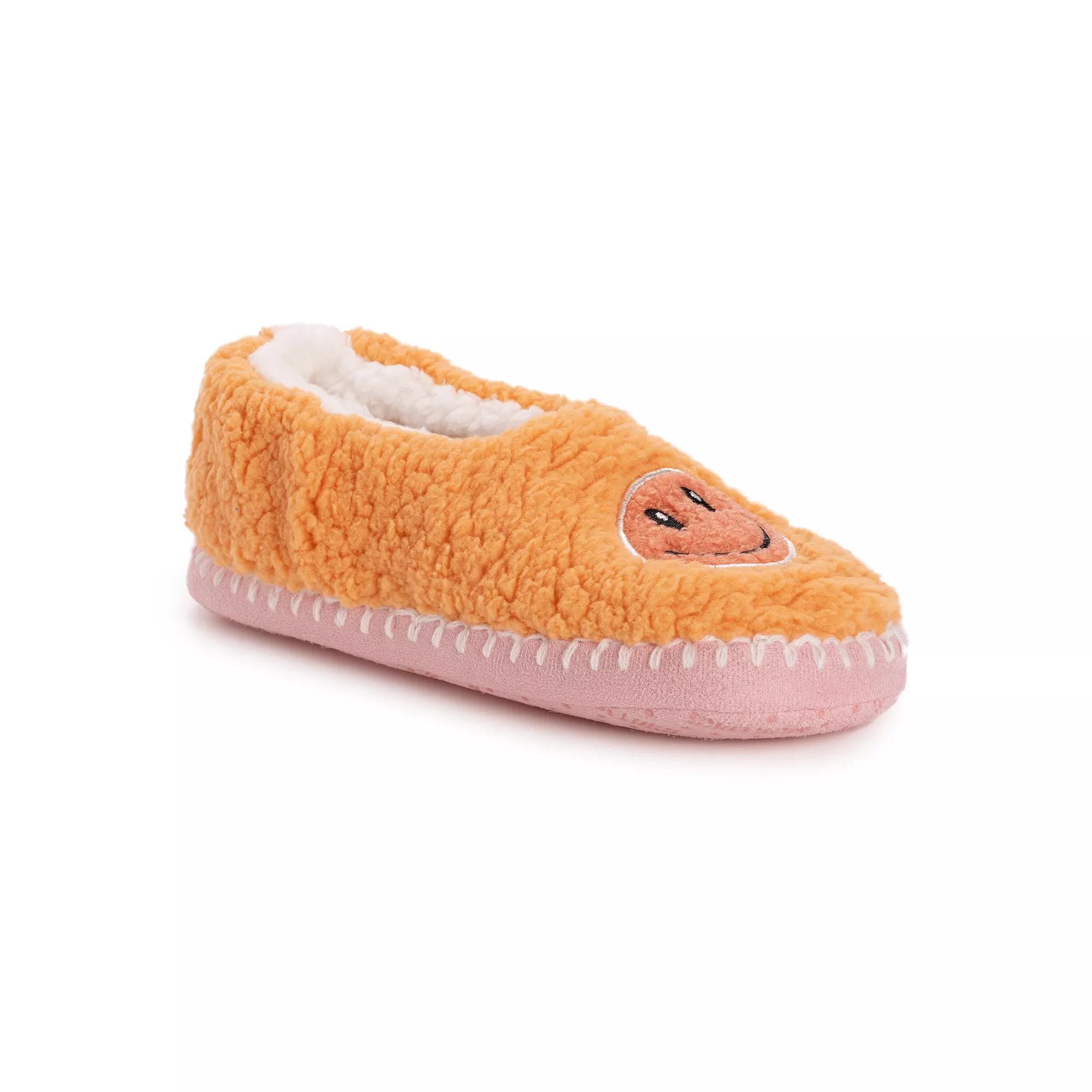MUK LUKS Sherpa Smiley Womens Ballet Flat Slippers Orange Product Image