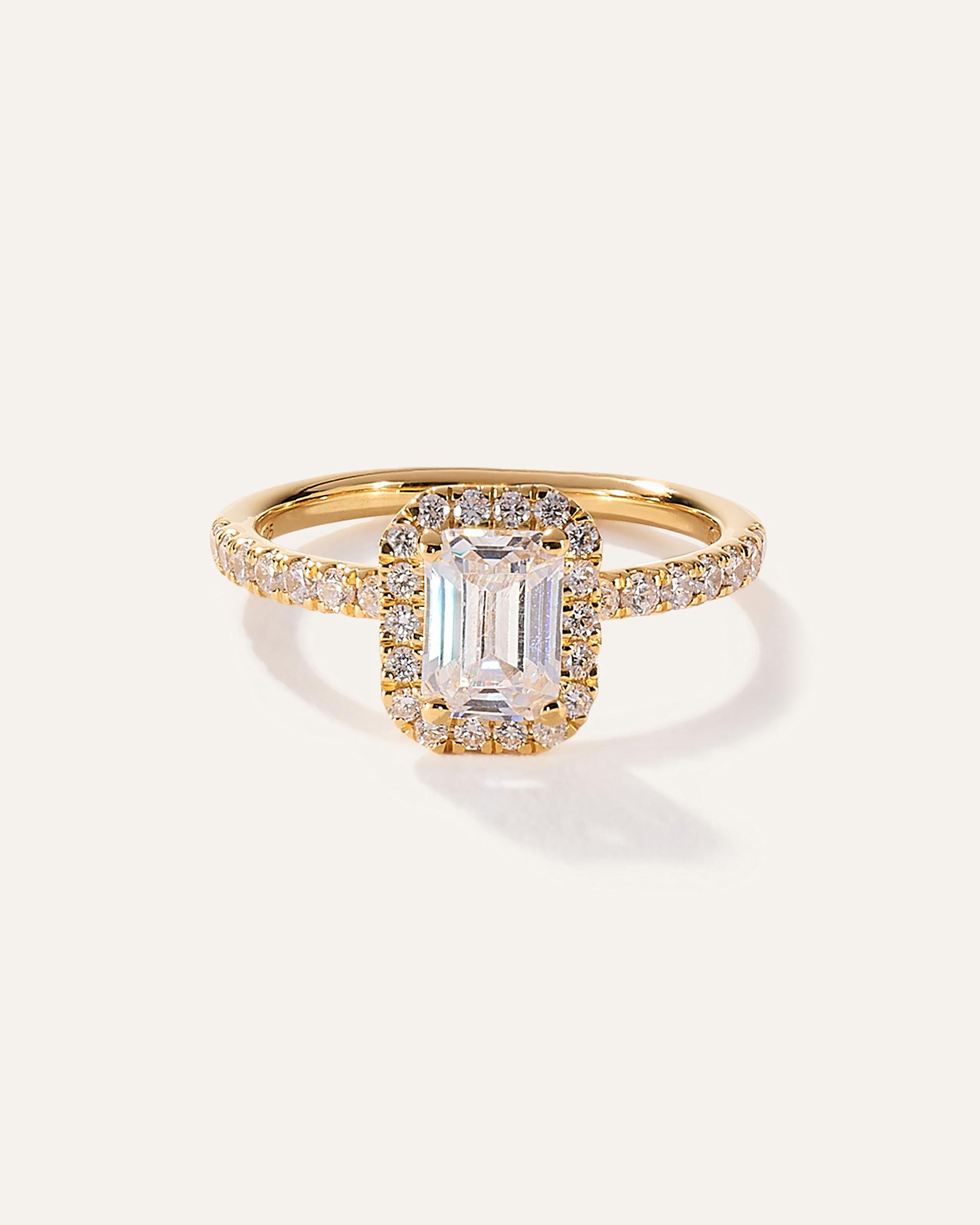 Quince | Women's Lab Grown Diamond Emerald Halo Pave Engagement Ring Product Image
