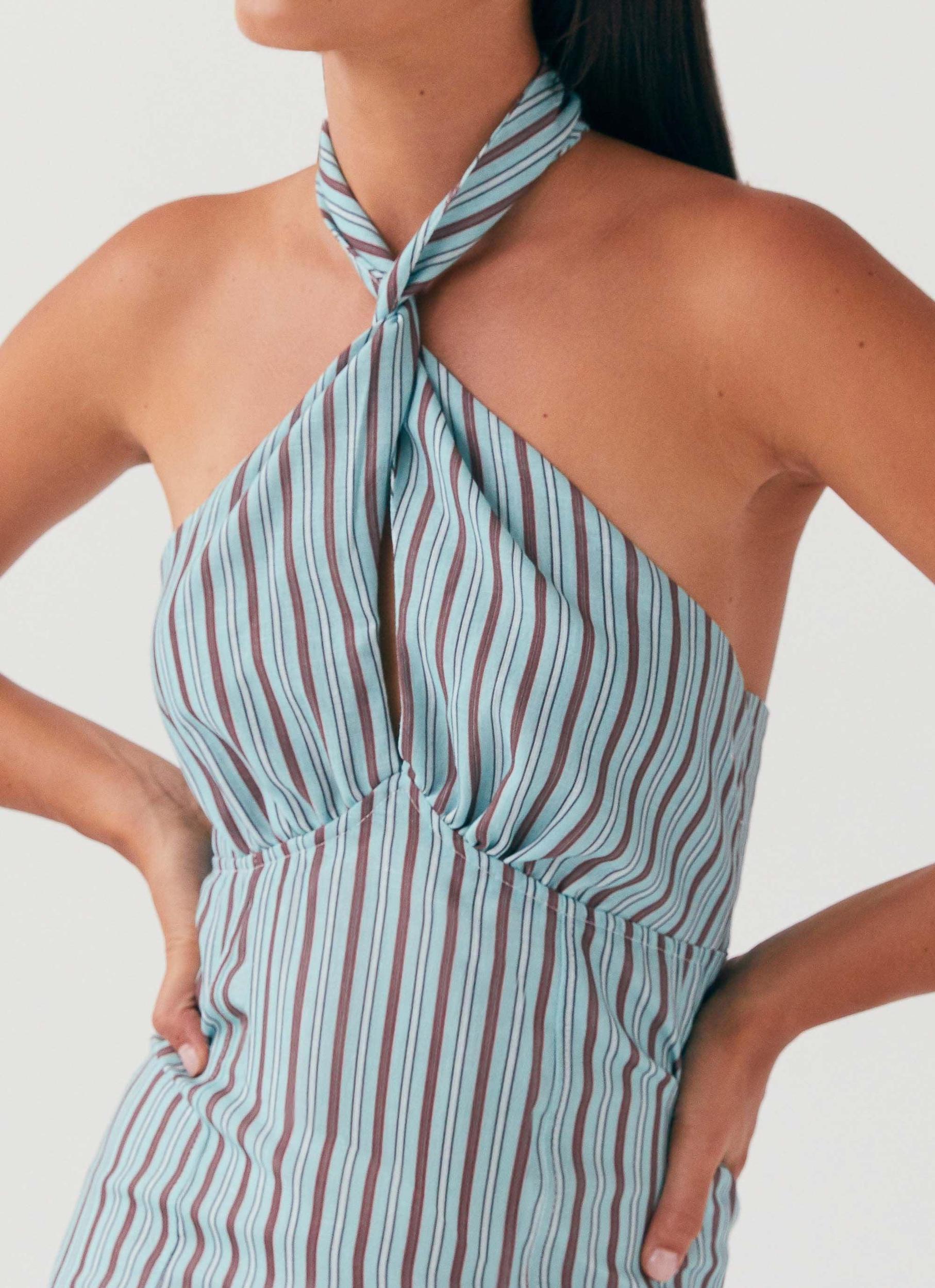 Sabine Linen Mini Dress - Coastal Stripe Product Image