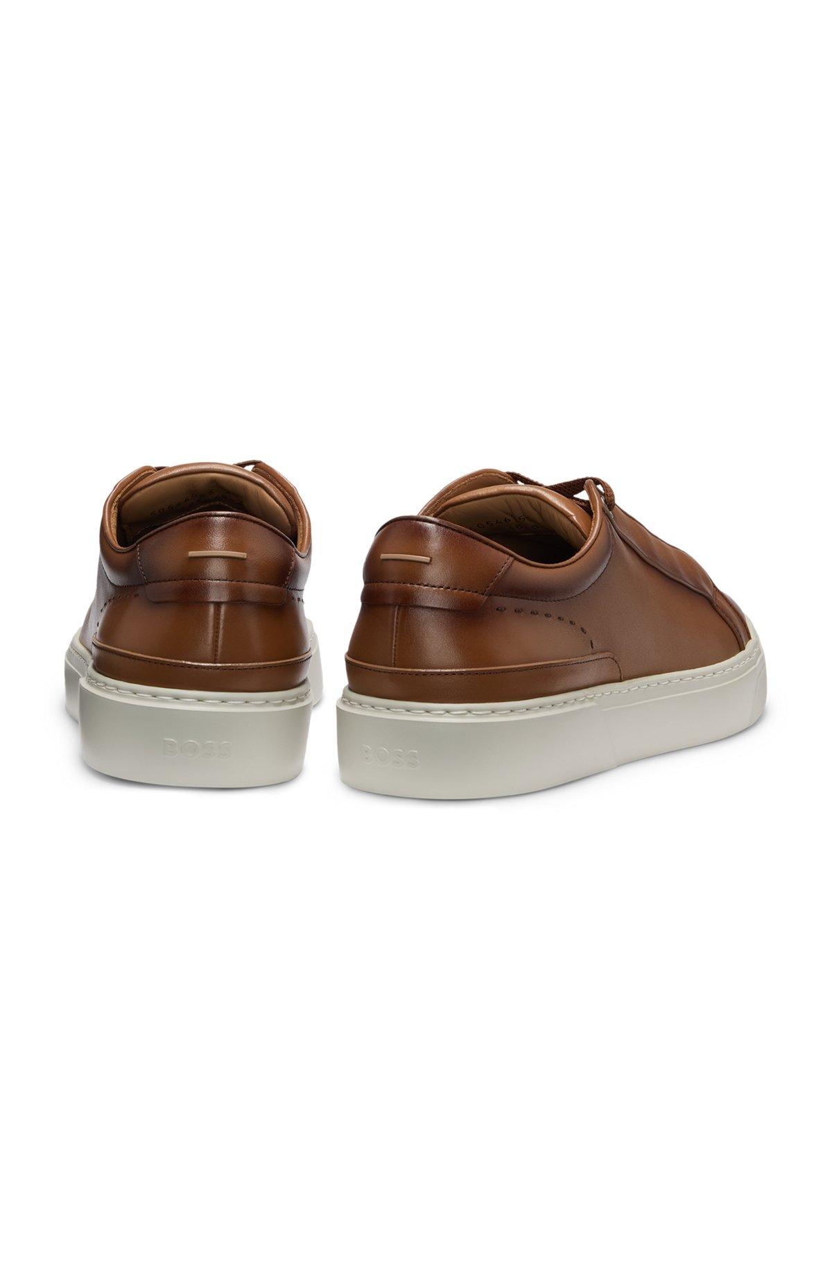 BOSS - Gary leather trainers with hidden laces - Brown Product Image