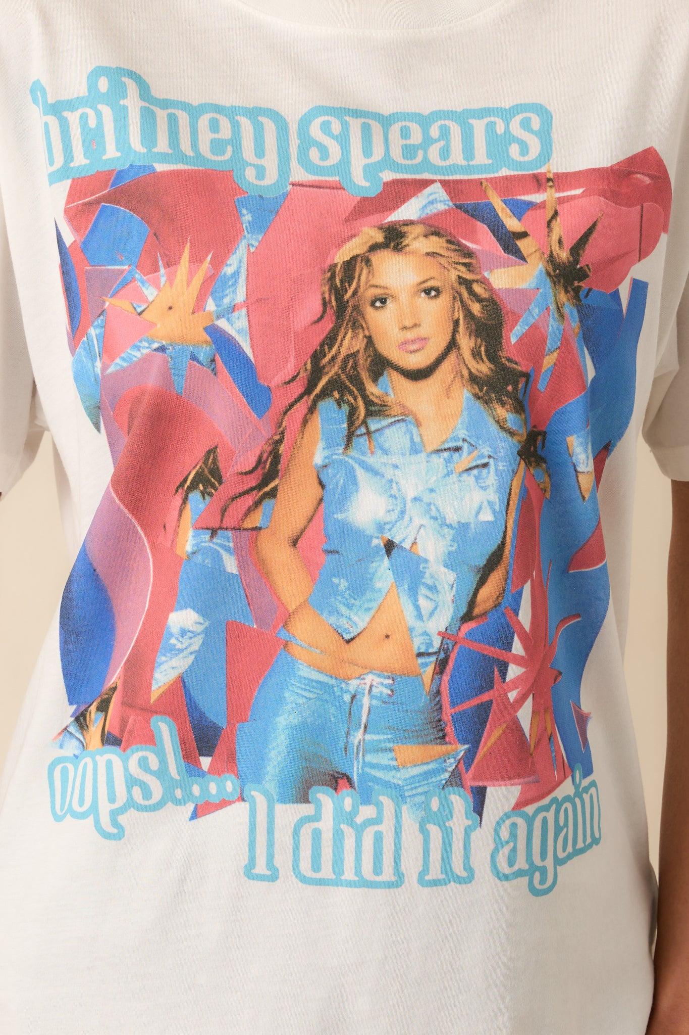 Britney Spears Ivory Cotton Oops I Did It Again Boyfriend Tee L / Ivory Product Image