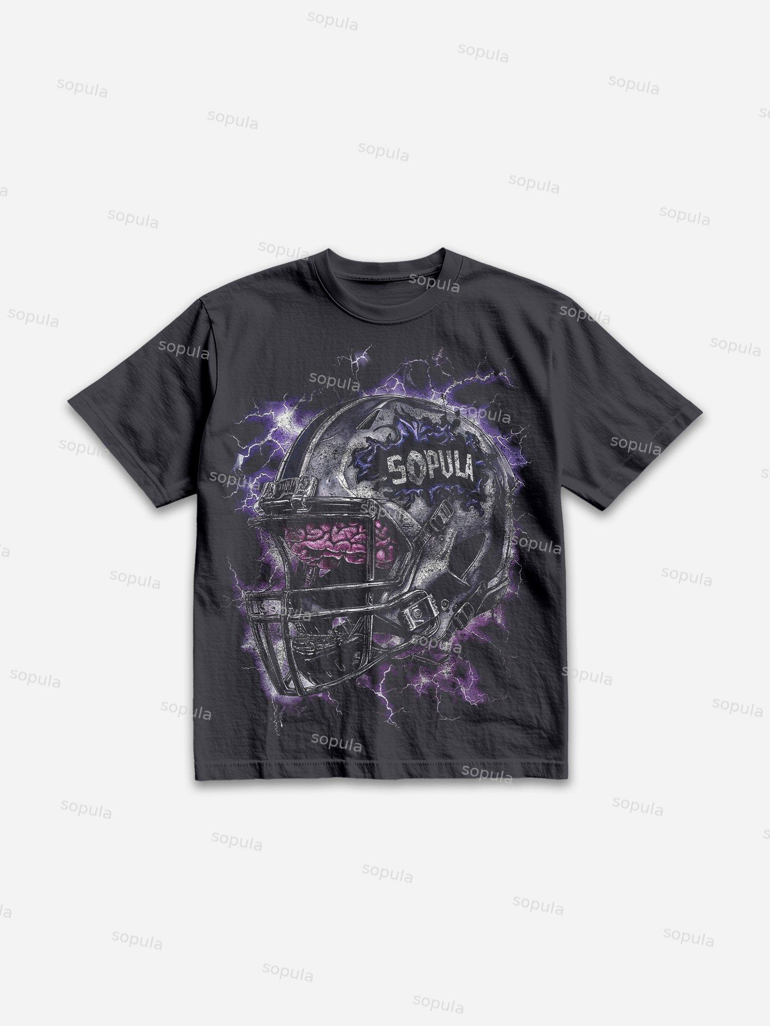 Powered By The Brain Vintage Graphics Cotton T-shirt Product Image