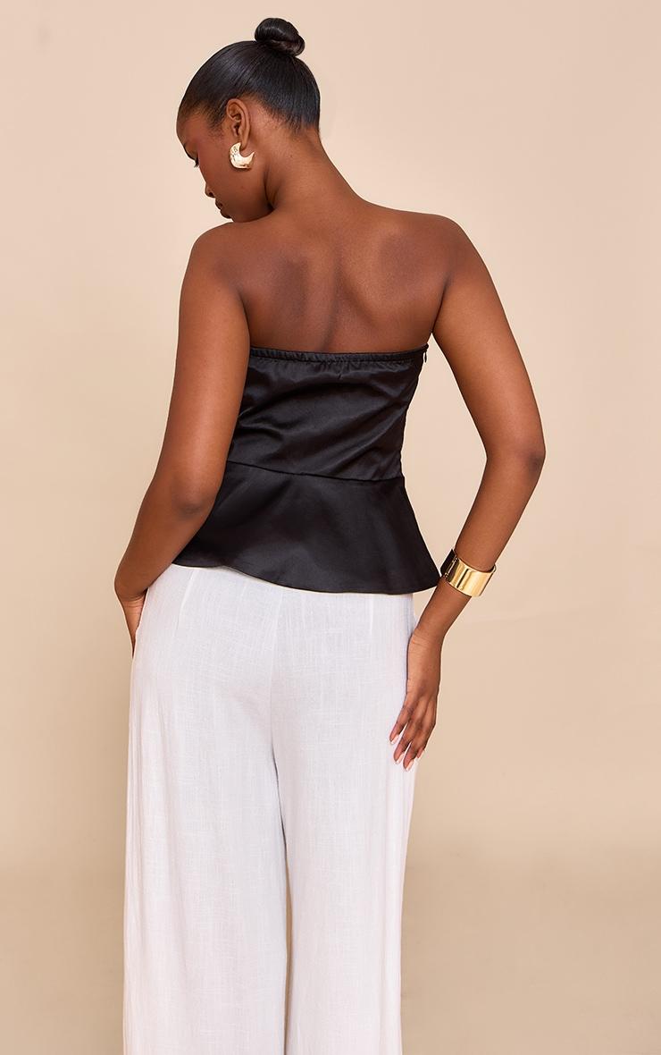 Black Satin Peplum Corset Product Image