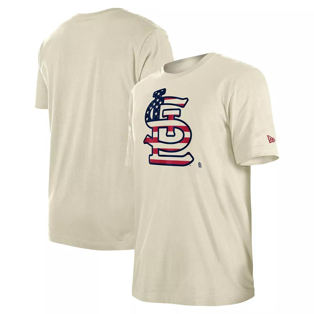 Men's New Era Cream St. Louis Cardinals 4th of July Flag Fill T-Shirt, Size: Small, Beige Product Image