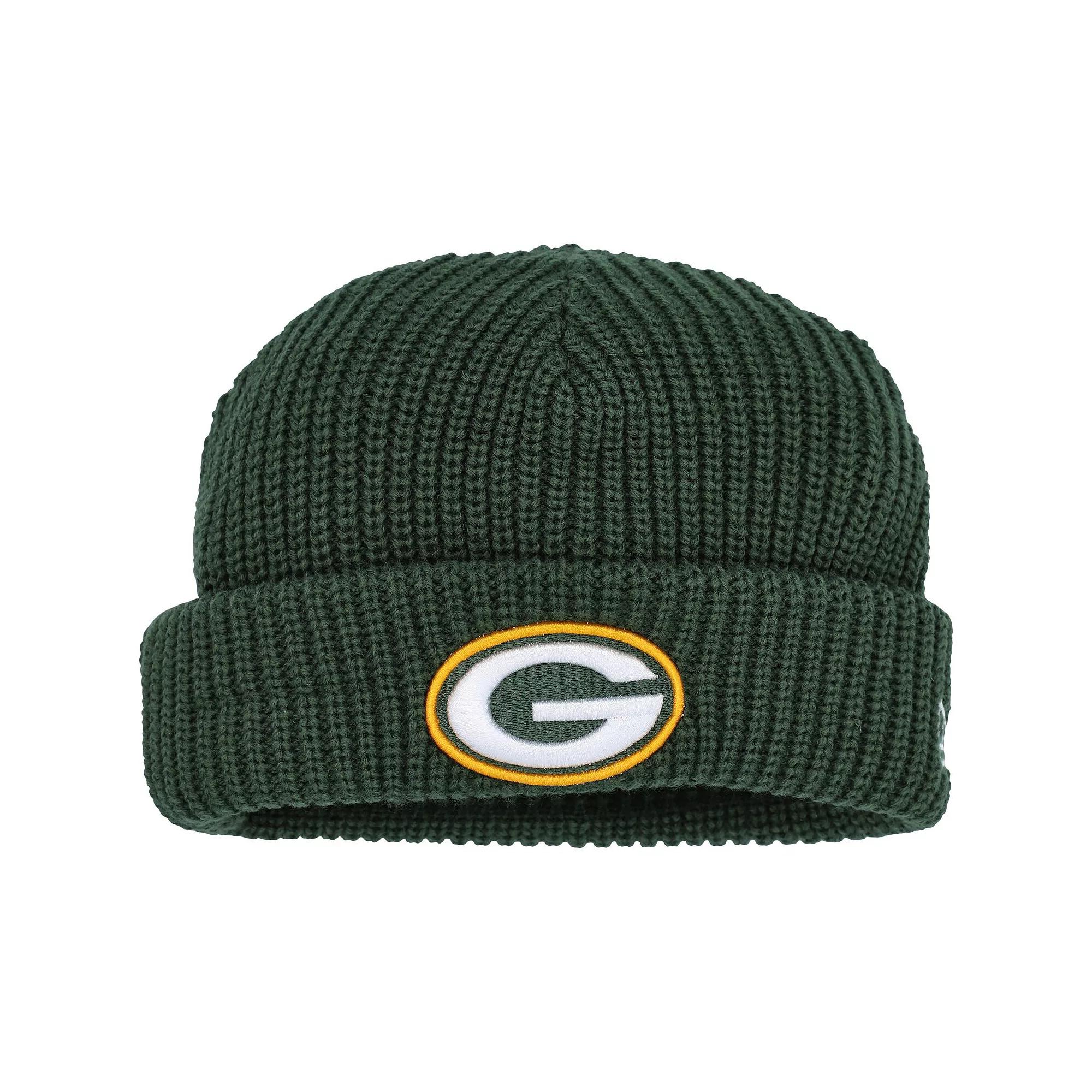 Men's New Era Green Green Bay Packers Fisherman Skully Cuffed Knit Hat Product Image