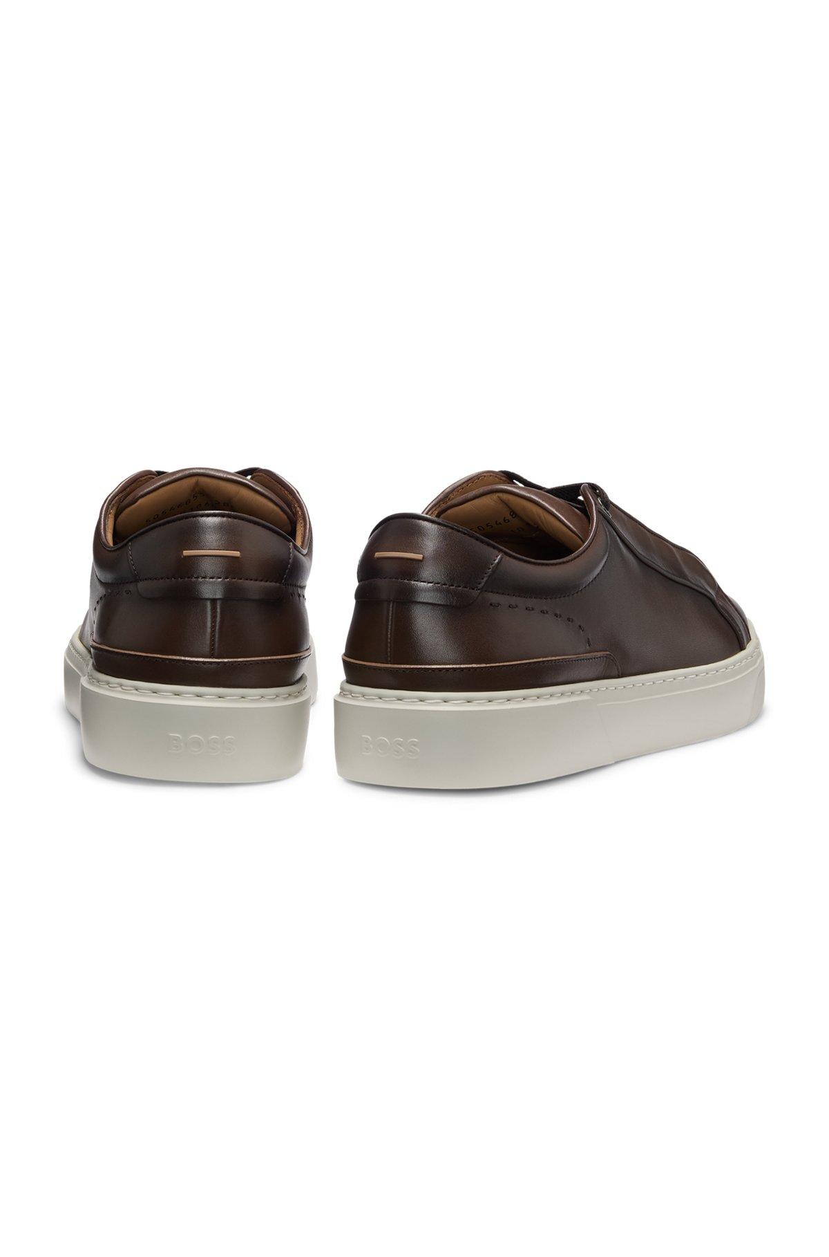 BOSS - Gary leather trainers with hidden laces - Dark Brown Product Image
