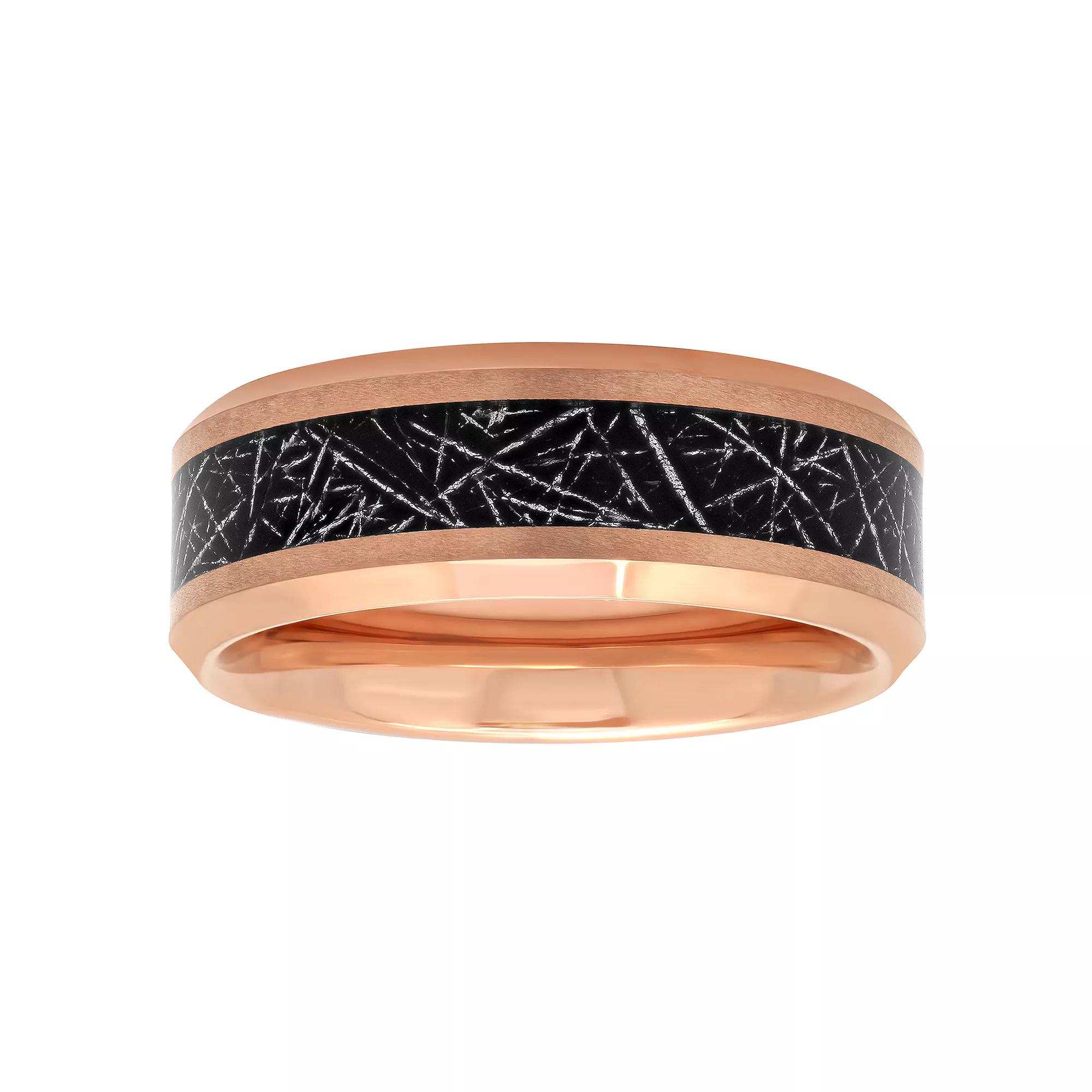 Mens Jewelry Nation Tantalum Rose Gold Tone Carbon Fiber Fashion Wedding Band Pink Tone Product Image