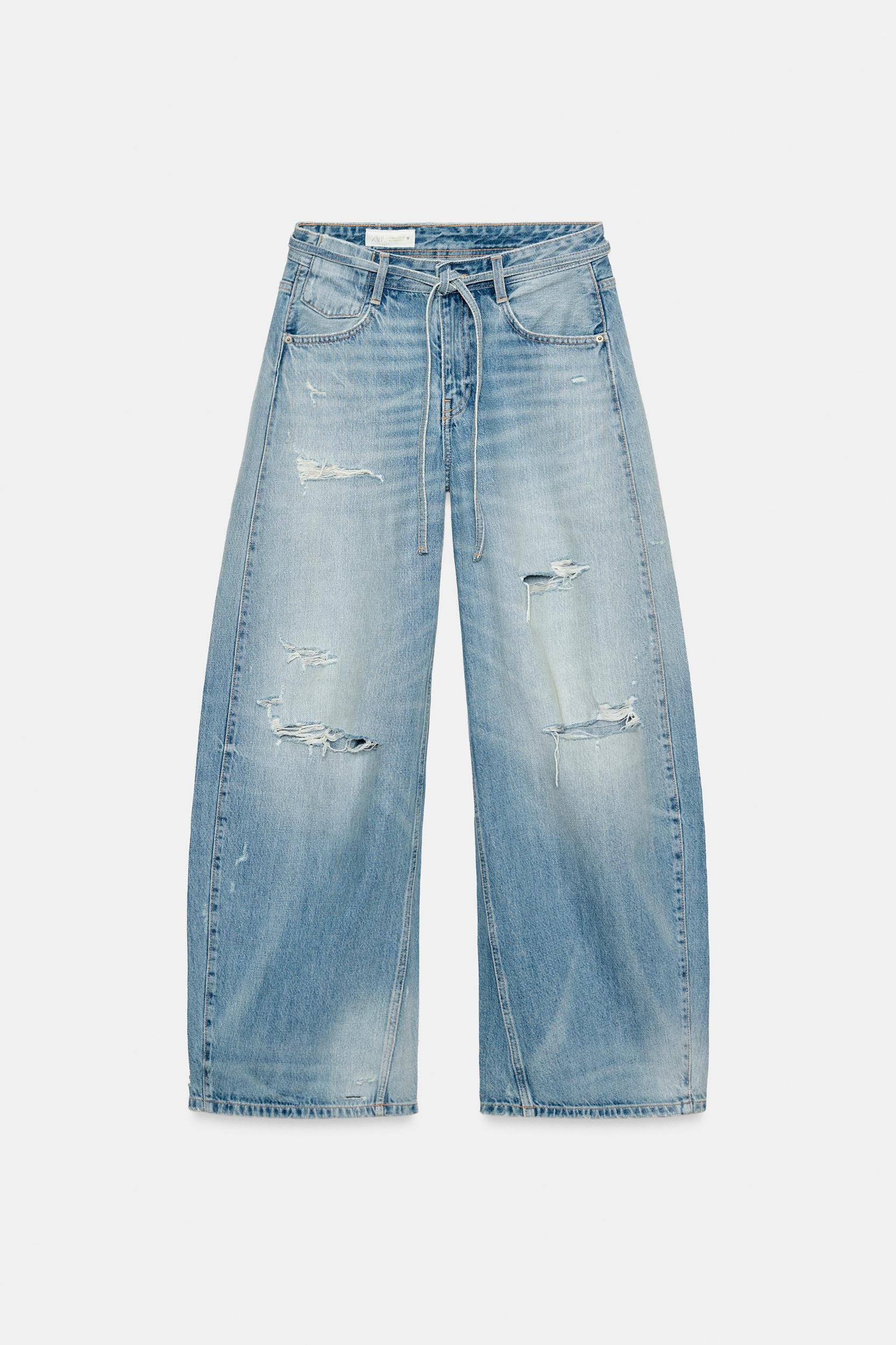 TRF MID-RISE RIPPED BAGGY JEANS Product Image