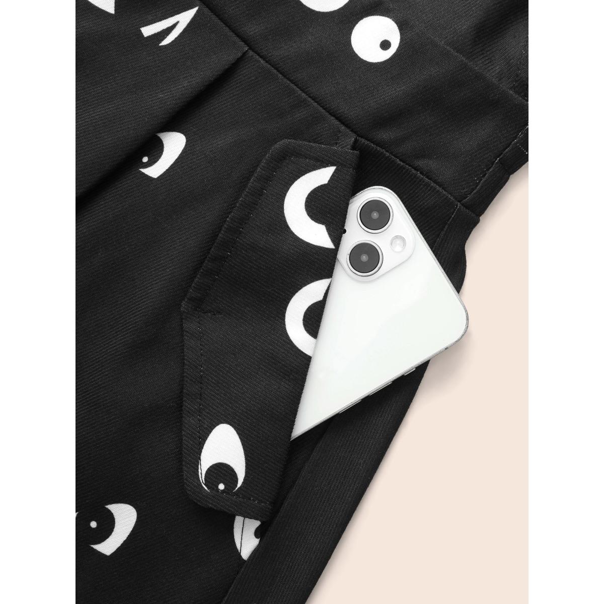 Plus Size Bat Eyes Overall Straps Skirt Midi Dress Black Women Cocktail Non Party Curvy Bloomchic 22-24/3X Product Image