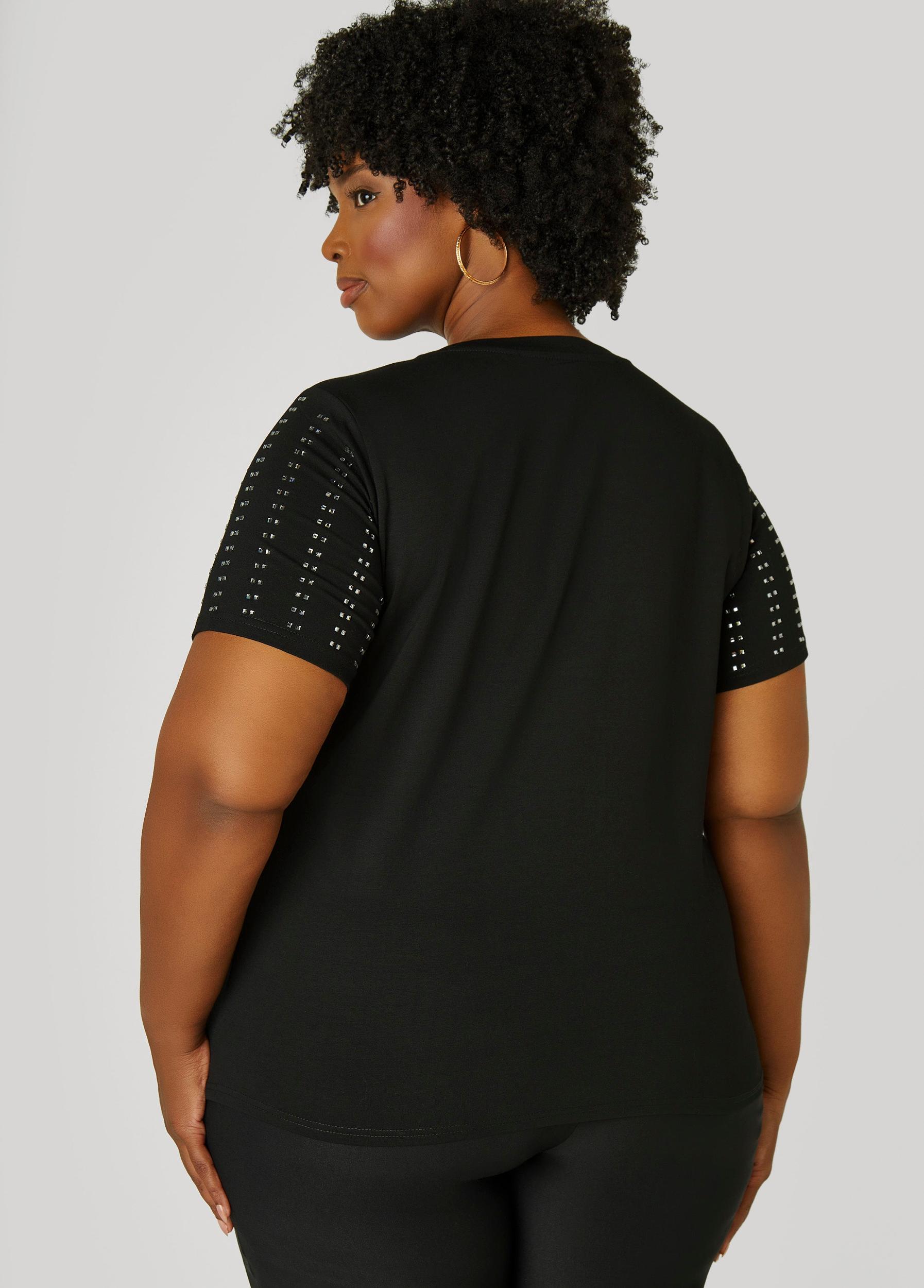 Plus Size Crystal Stretch Cotton Tee Ashley Stewart Product Image