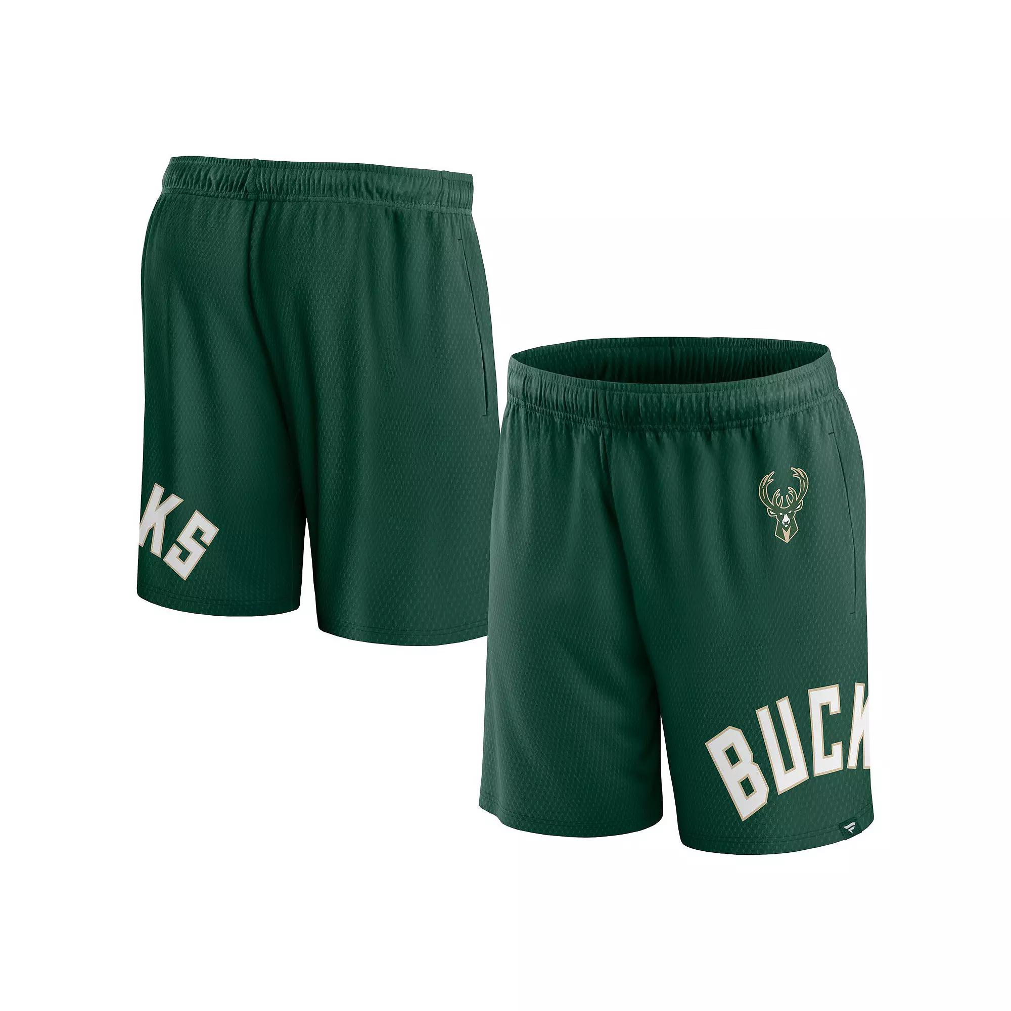 Men's Fanatics Branded Hunter Green Milwaukee Bucks Free Throw Mesh Shorts,  Product Image
