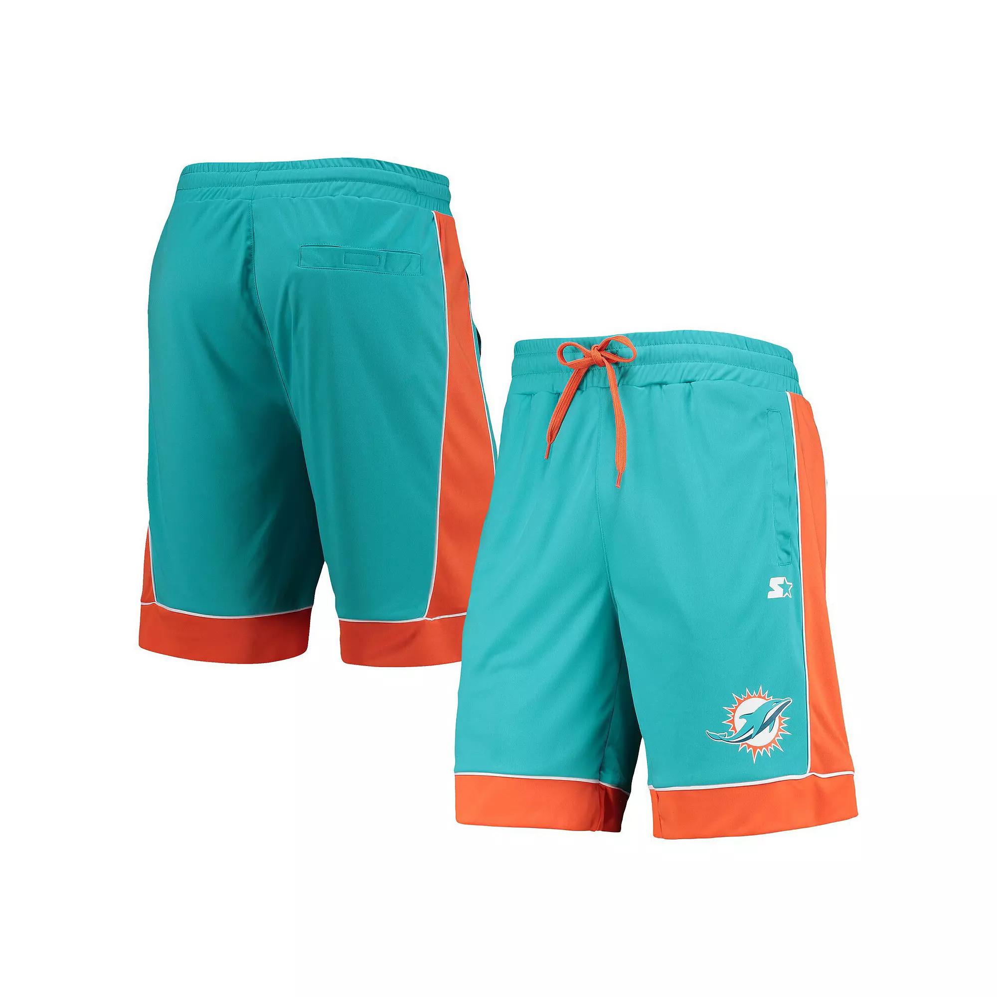 Men's Starter Aqua/Orange Miami Dolphins Fan Favorite Fashion Shorts, Size: XL, Turquoise A Product Image