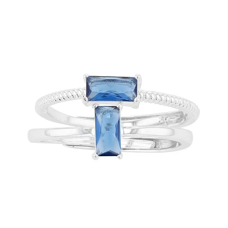 City Luxe Birthstone Simulated Gemstone Duo Ring Set, Women's, Silver Tone December Product Image