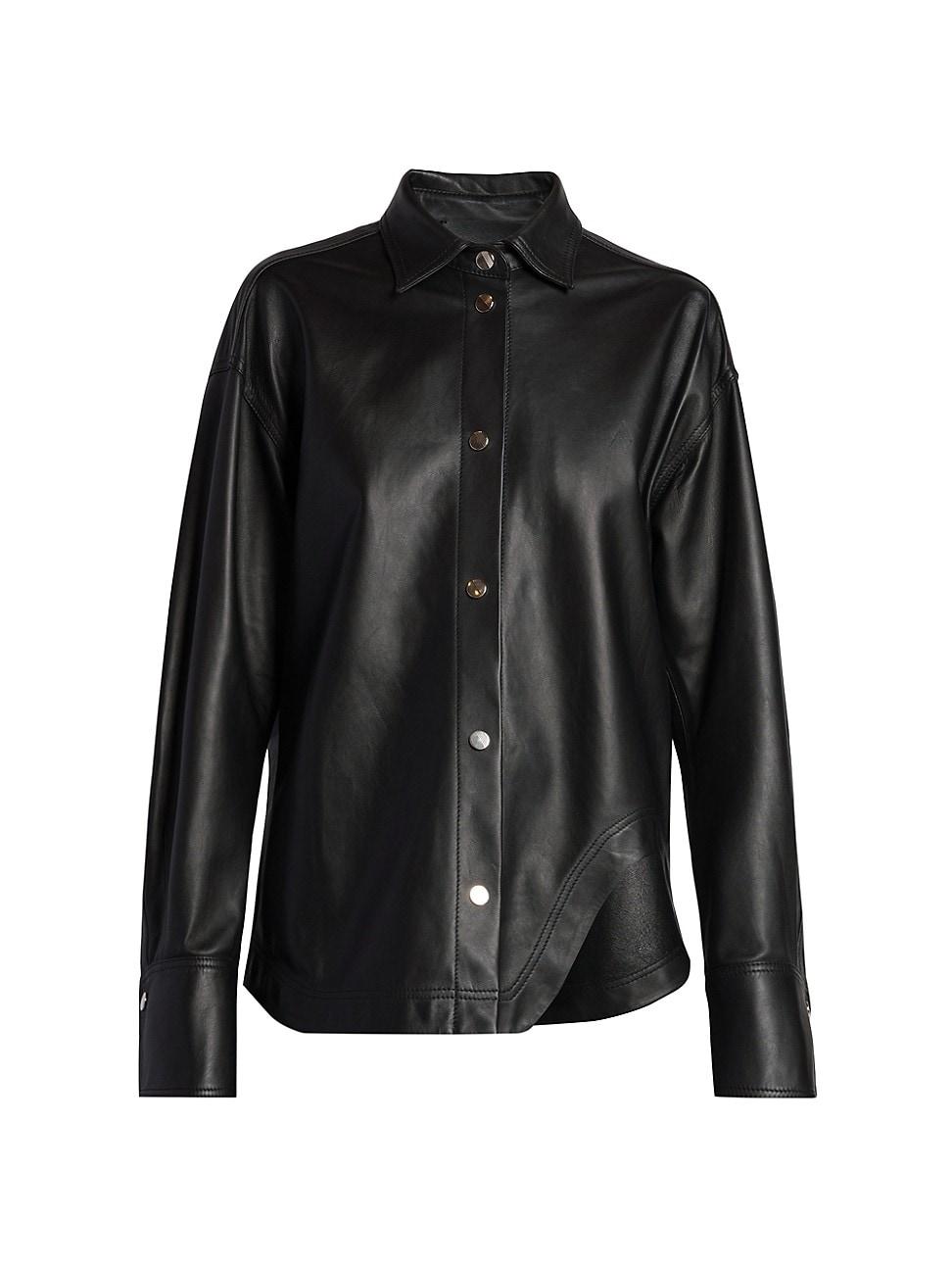 Womens Leather Shirt Jacket Product Image
