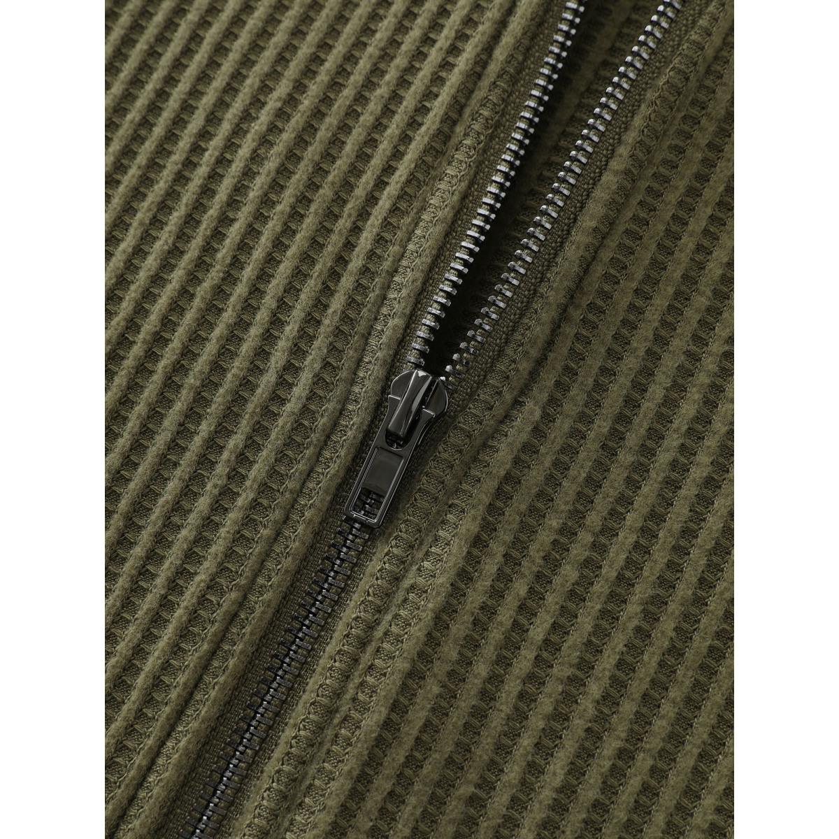 Plus Size Ribbed Texture Pockets Hooded Coat Women ArmyGreen Leisure Texture Ladies Casual Winter Coats BloomChic 14-16/1X Product Image