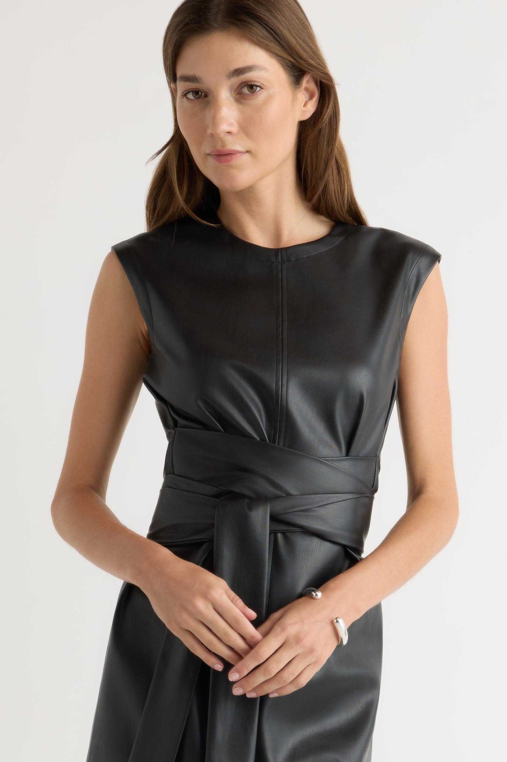 Pilar Vegan Leather Tie-Front Dress Product Image