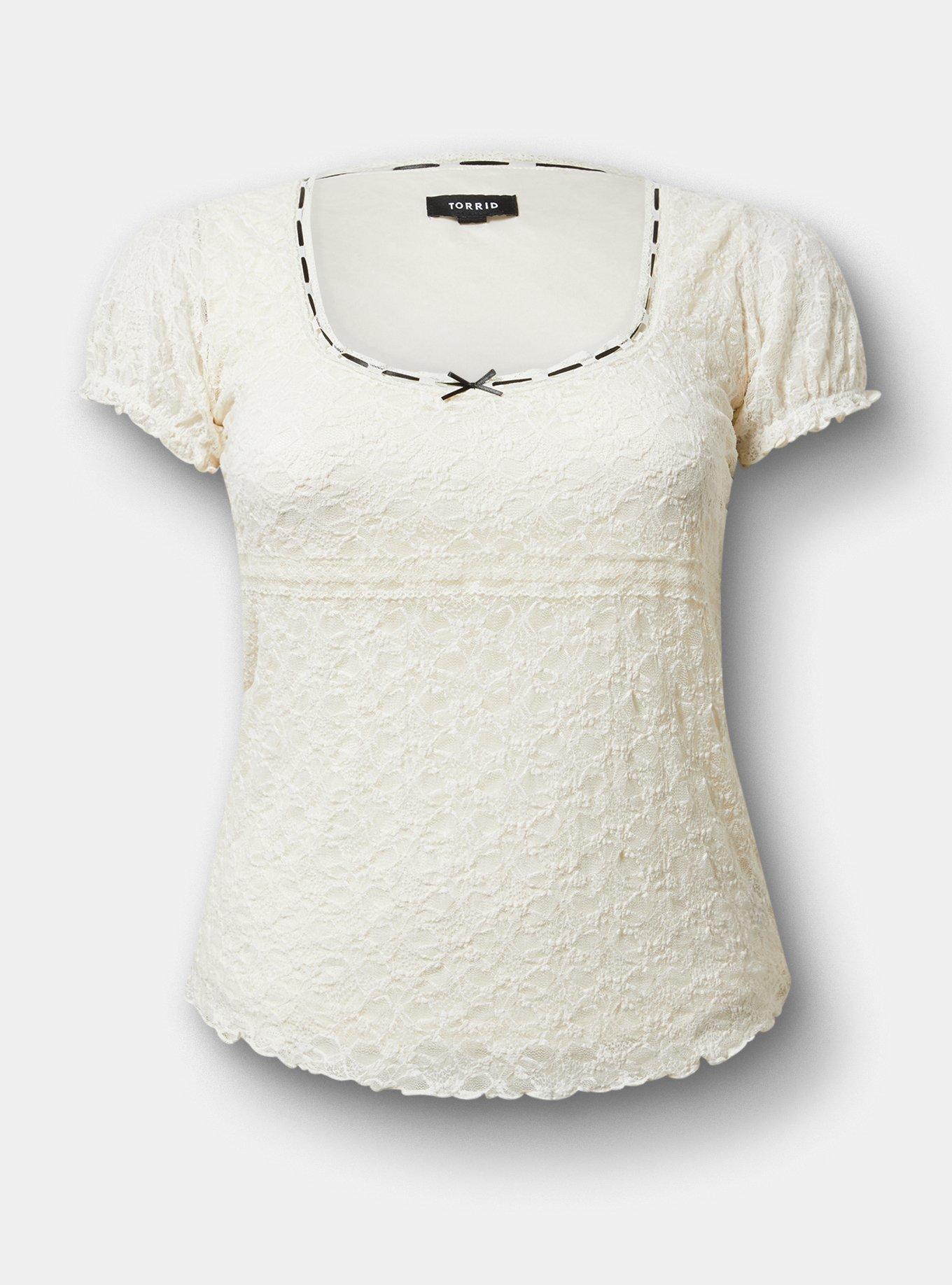 Stretch Lace Scoop-Neck Top Product Image