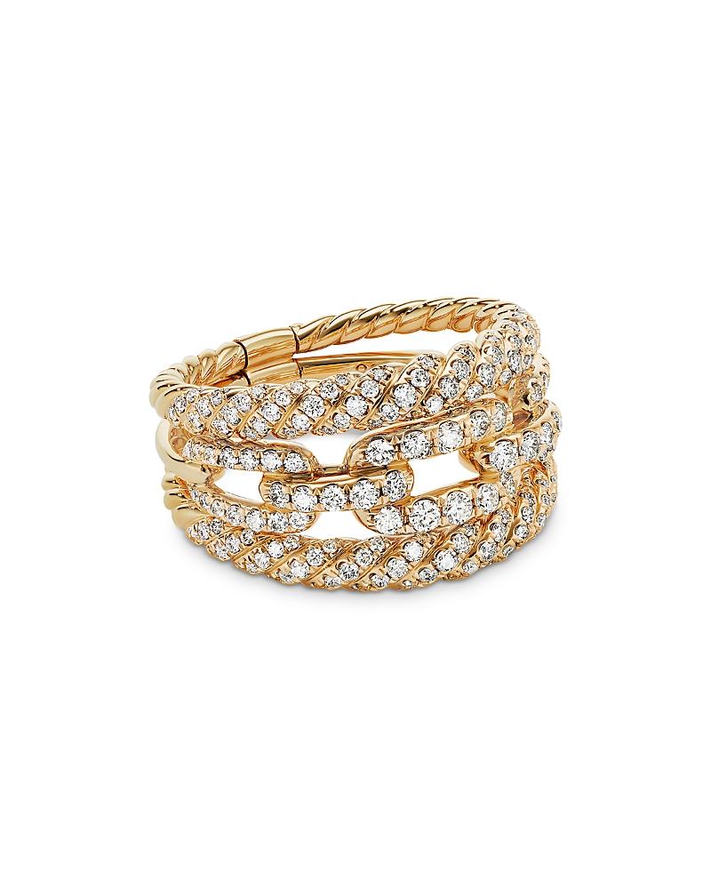 David Yurman 18K Yellow Gold Stax Three-Row Ring with Diamonds Product Image