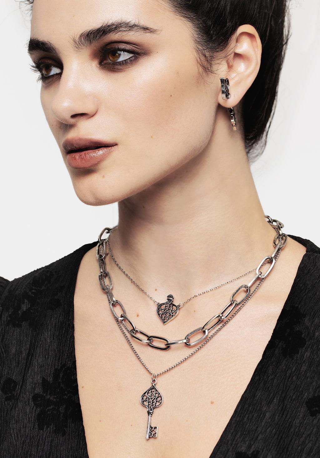 Claustrum Gothic Key Layered Necklace Product Image