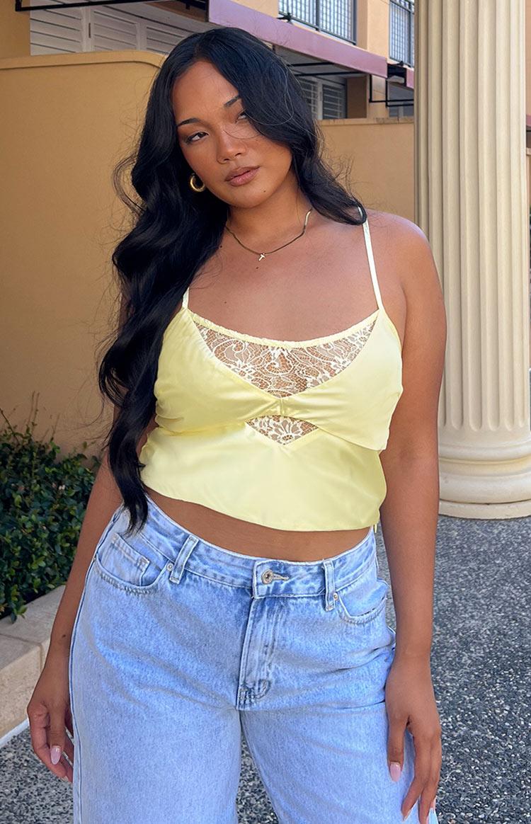 Golden Affair Yellow Satin Crop Top Product Image